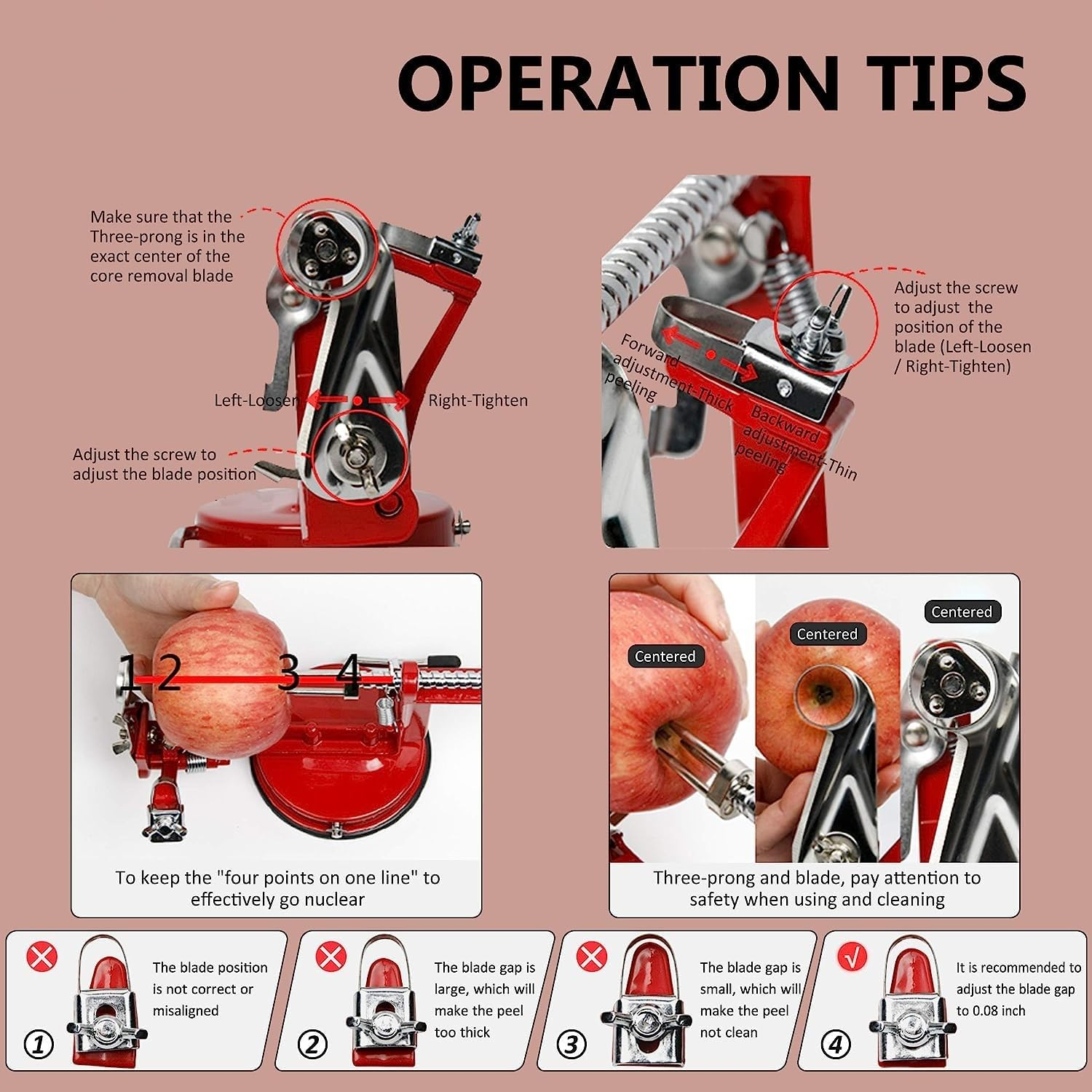3 in 1 Apple Peeler Corer, Potato Pear Fruit Peeler Slicer Corer with Stainless Steel Blades and Powerful Suction Base, Kitchen Tool for Apple and Potato image number 1