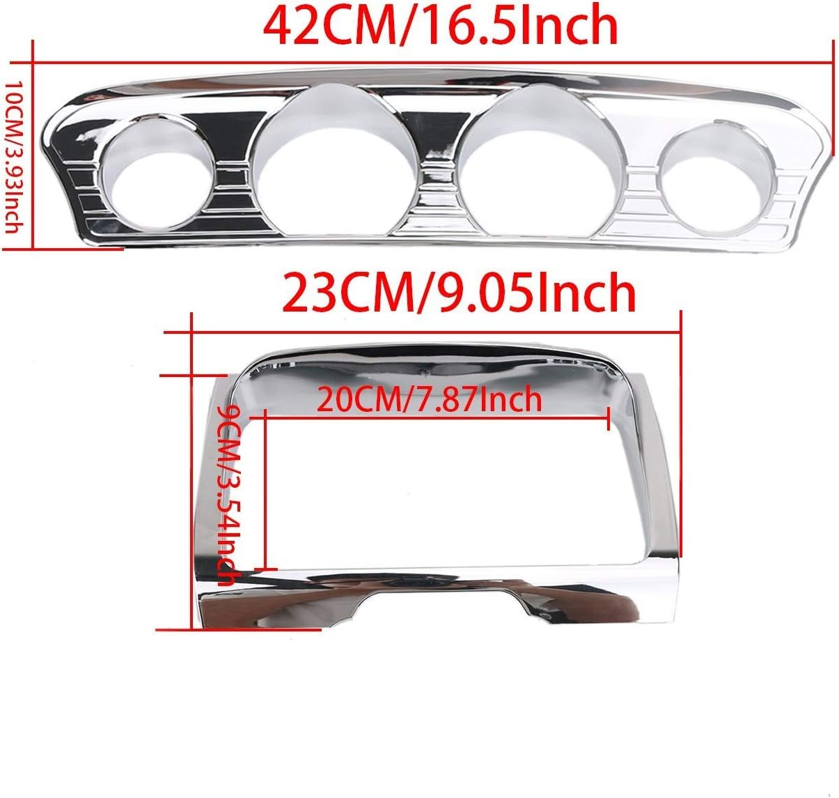 1 Set Motorcycle Chrome Tri-Line Gauge Trim 7284 + Stereo Trim Cover Fit for Harley 2014-2017 Touring Electra Glides/Street Glides/Tri Glide image number 3