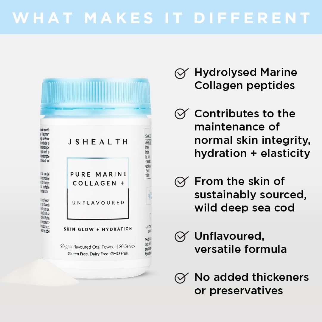 Pure Marine Collagen Powder| Unflavoured Collagen Powder | Marine Collagen | Hydrolysed Collagen for Drinks | (90 G Tub)