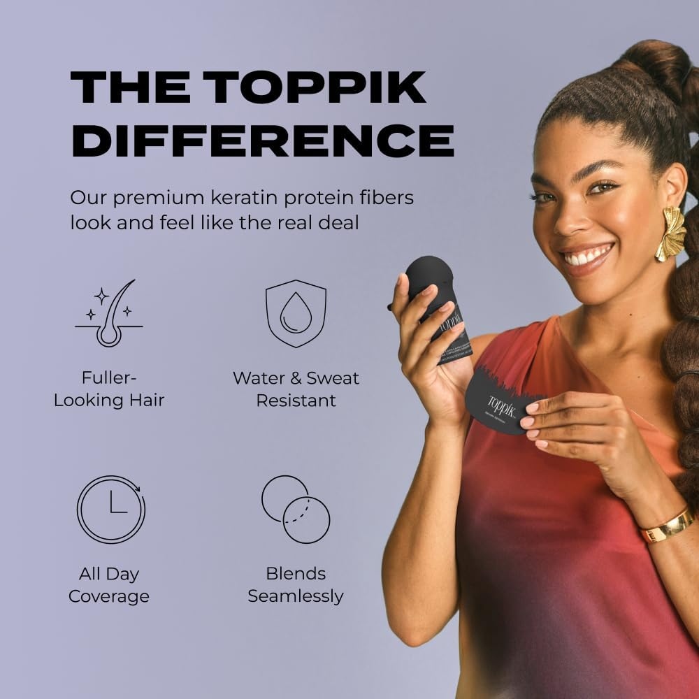 Toppik Hair Building Fibres Black, 55G - Thicker Fuller Look Instantly, Natural Keratin Protein, Wind Sweat & Rain Resistant, Easy to Apply, for Men & Women Who Are Thinning image number 6