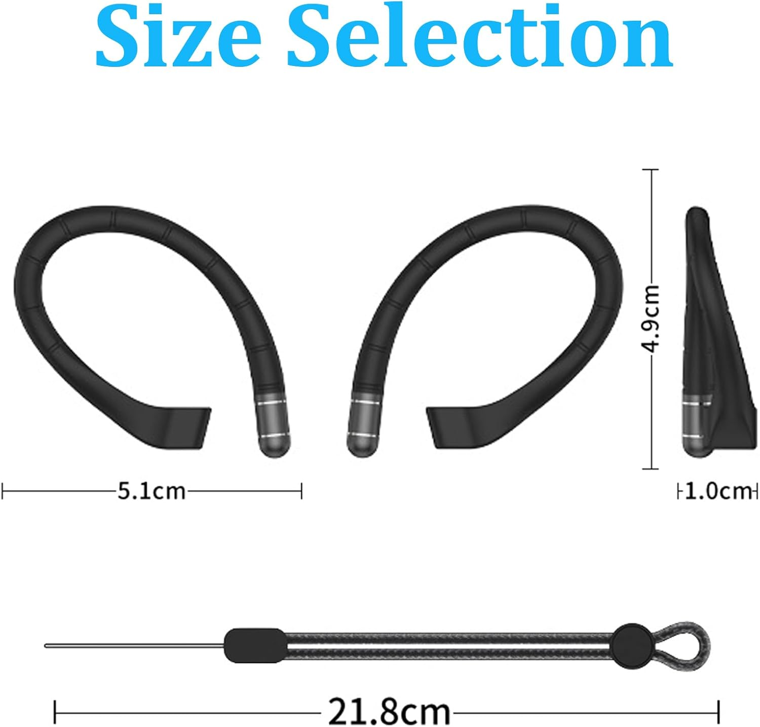 Umvowuxa Ear Hooks for Samsung Galaxy Buds 3 Pro/Buds 3/Buds 3 Fe,Sport Earbuds Covers Silicone Anti-Slip Ear Hook Galaxy Buds 3 Pro Ear Tips Accessories Anti-Lost Lanyard,Buds 3 Ear Hooks(Black) image number 1