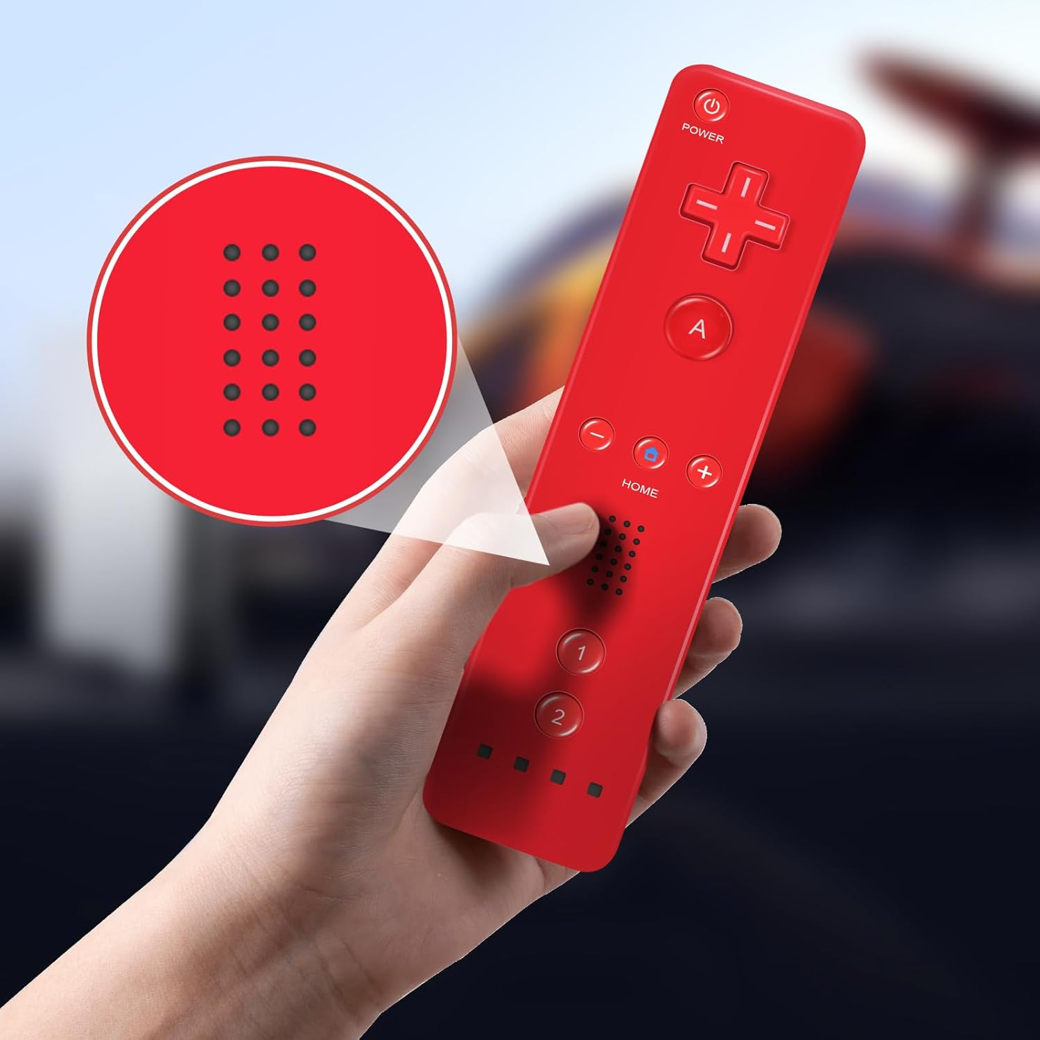 Wii Remote Controller and Nunchuck Controllers for Wii U, Including Silicone Case and Wrist Strap (Red+Blue) image number 3