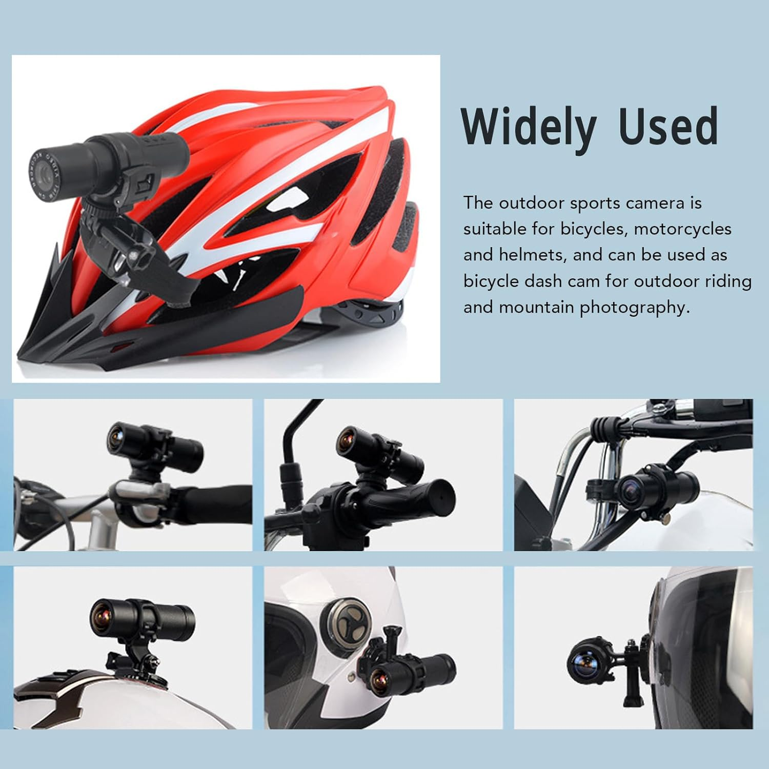 Bike Motorcycle Helmet Camera 1080P Wifi Front and Back Bicycle Dual Dash Cam Sports Camera Small Video Camera Mini Action Camera, 120&deg; Wide Angle image number 1