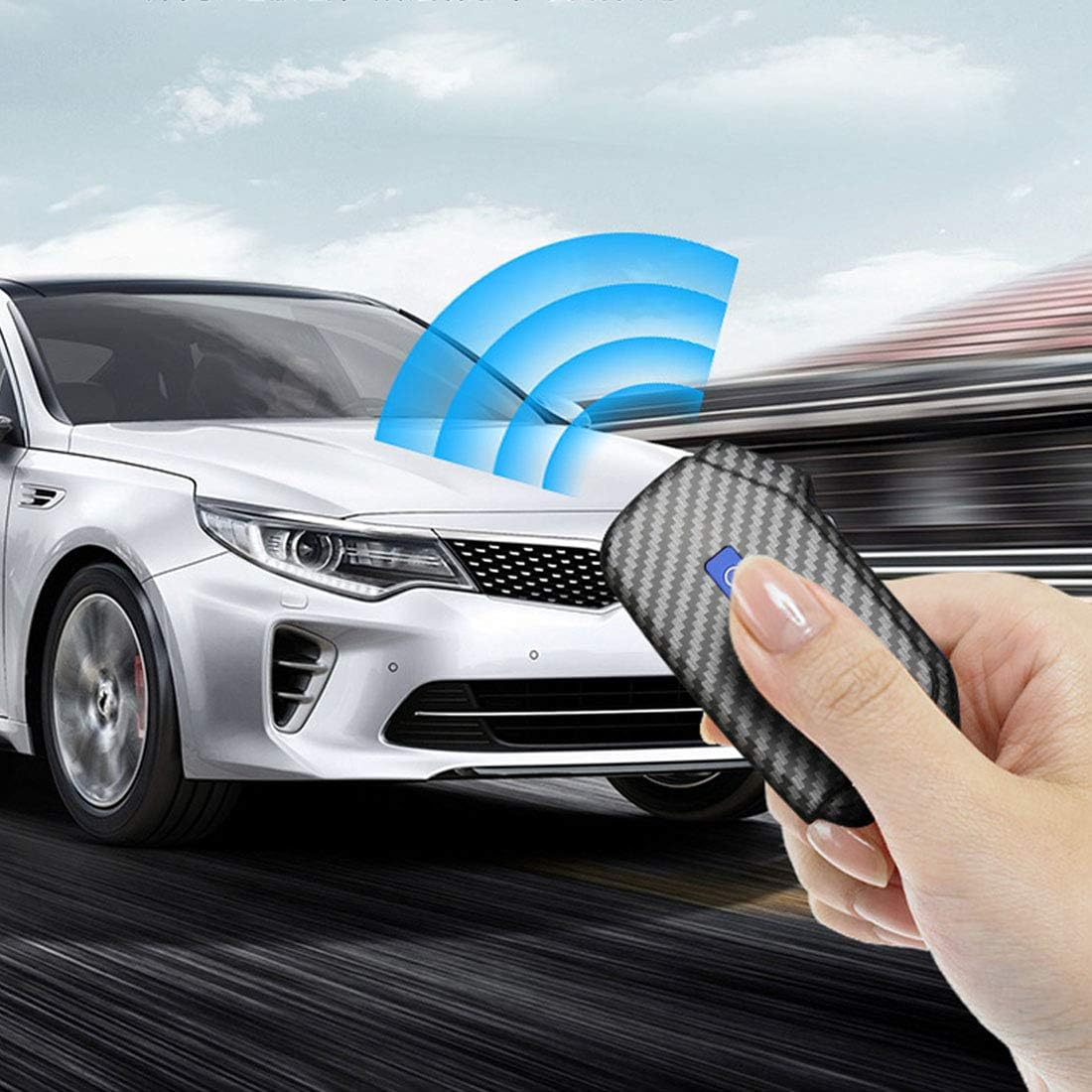 For Kia Key Fob Cover Protector Shell Keyless Remote Control Smart Key with Keychain Fit for Kia Ceed Cerato Forte NIRO Seltos Sorento Soul Sportage Telluride (Blue) - Black image number 5