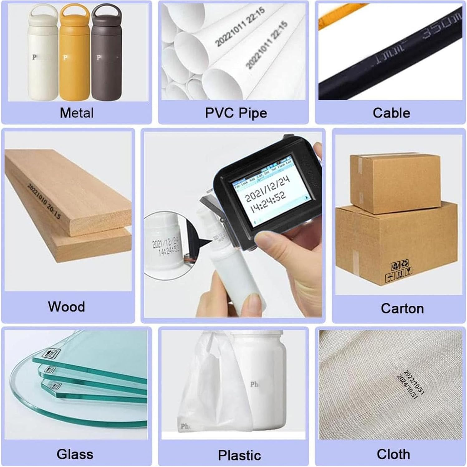 Portable Handheld Inkjet Printer, Mini Inkjet Printer with Quick Drying Ink Cartridge, Pocket Inkjet Coding Machine for Date/Logo/Batch Series Number/Barcode/Qrcode, 25 Languages image number 4