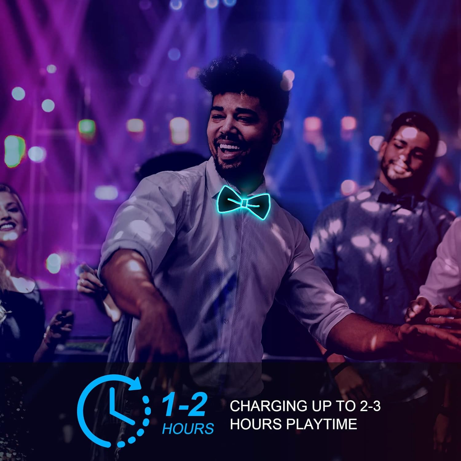 Ainiv Wireless Light up Glasses 3 Modes LED Luminous Glasses Glow in the Dark for Parties, DJ, EDM, Halloween, Christmas image number 3