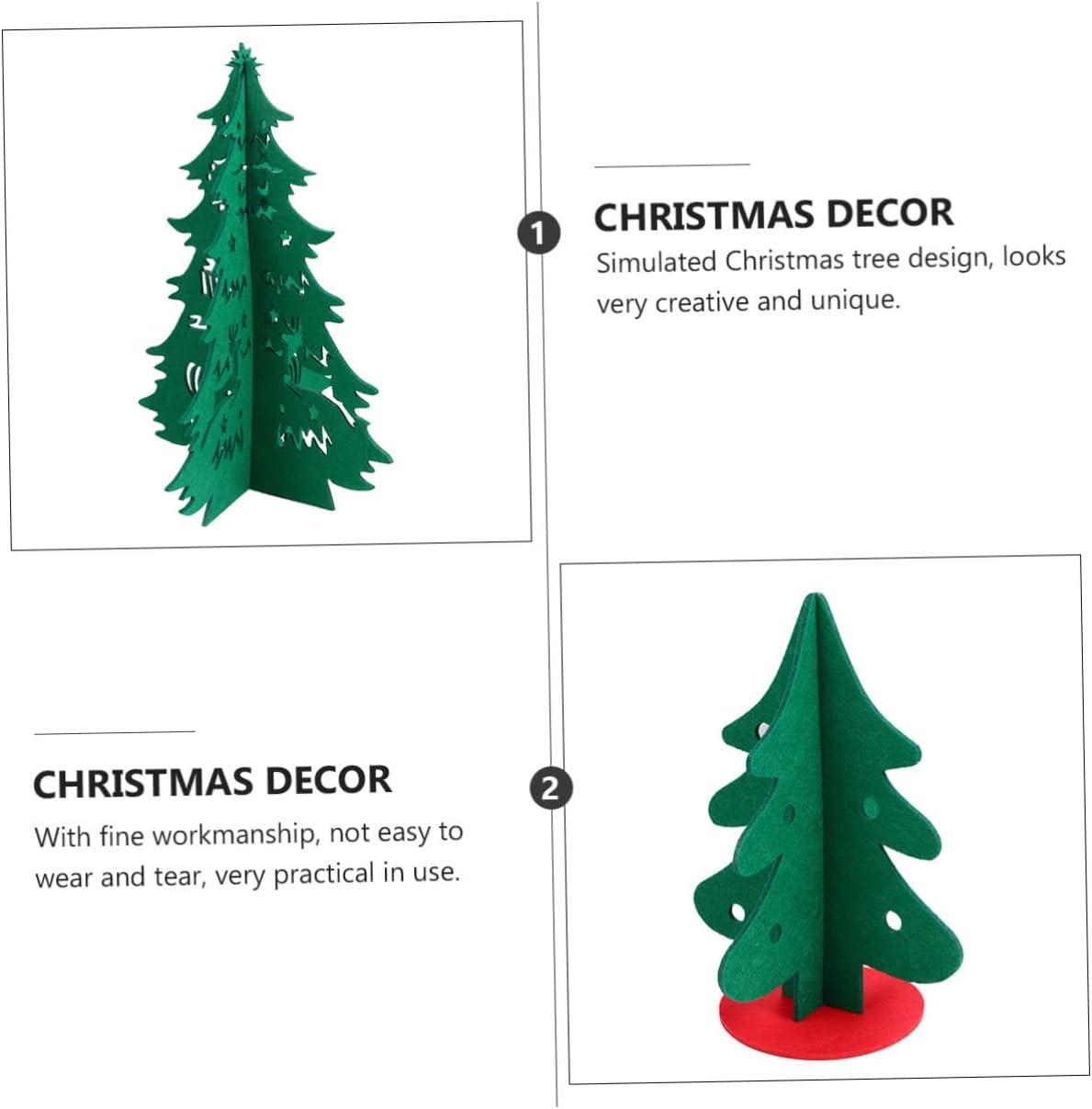 2Pcs Fake Christmas Tree Ornament Creative Party Xmas Adornment Decorative Tree Shape Christmas Decor Simulated Ornament for Indoor Window Table Party Decorations image number 4