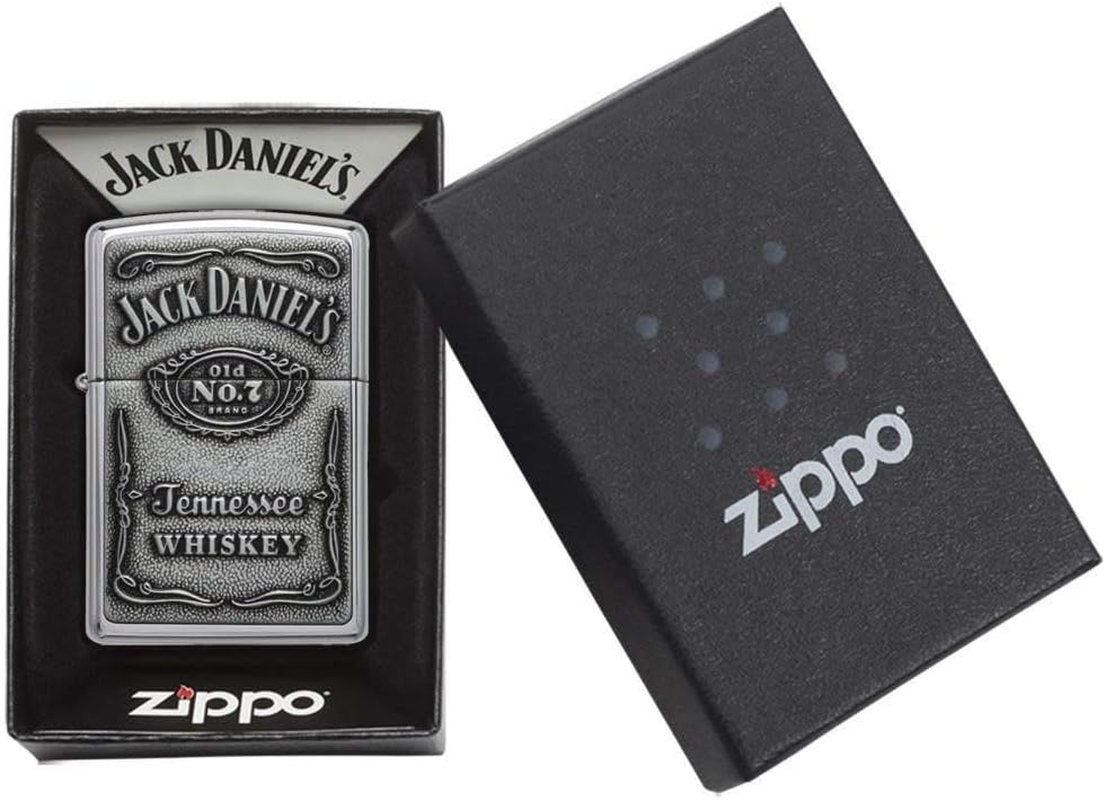 ZIPPO JACK DANIEL LABEL-PEWTER EMBLEM HIGH POLISHED CHROME LIGHTER image number 4