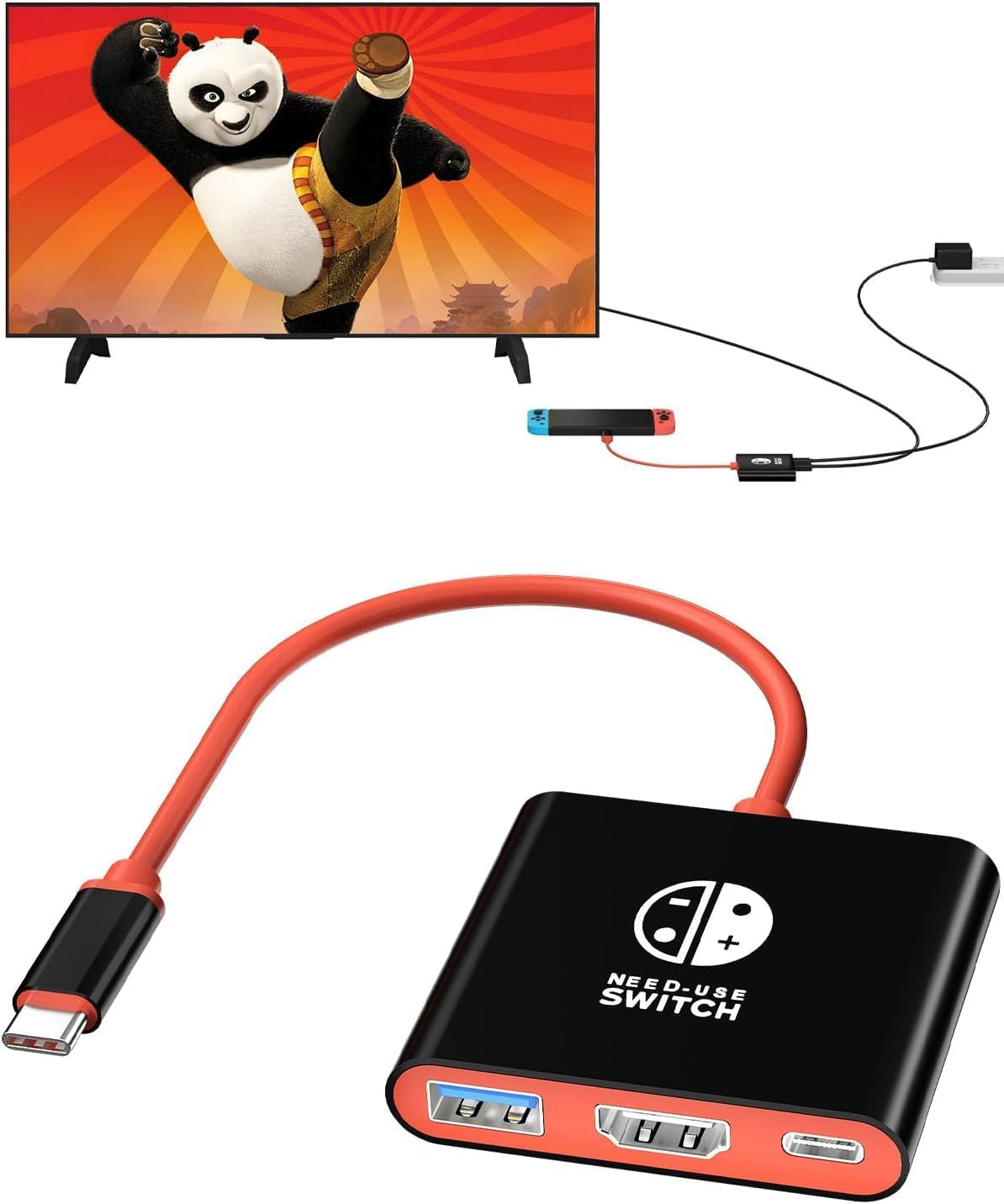 ZONEY Switch Dock for Nintendo Switch, TV Docking Station for Switch, Portable Switch TV Dock Adapter，Usb C to HDMI Adapter Compatible Nintendo Switch/Oled/Steam Deck/Macbook Pro (Black & White)