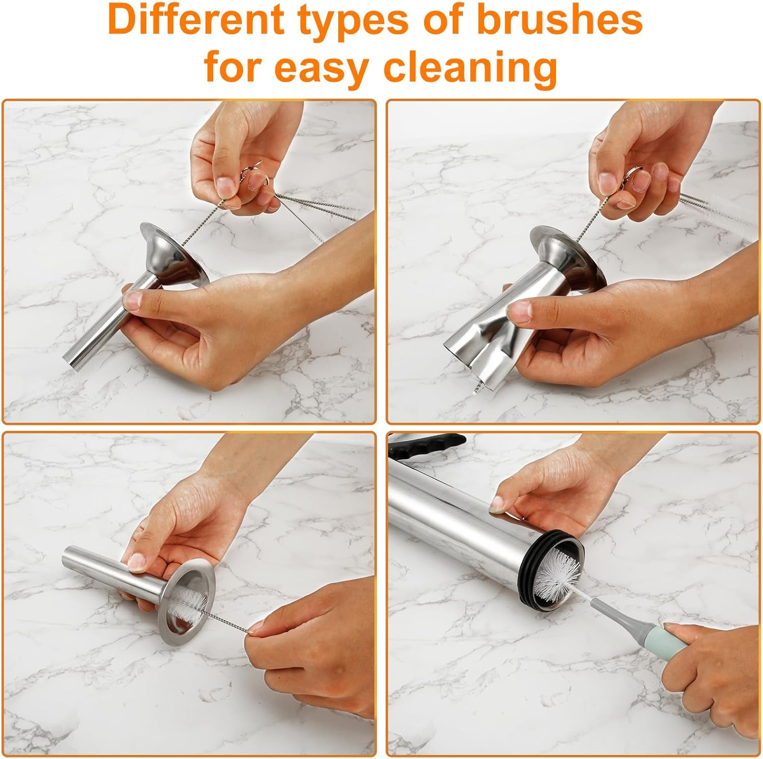 DJAPWPX Sausage Stuffer Kit Manual Stainless Steel Jerky Maker Kit Easy Cleaning Large Capacity Jerky Stuffer Kit with Thickened Aluminum Handle for Home Kitchen image number 5