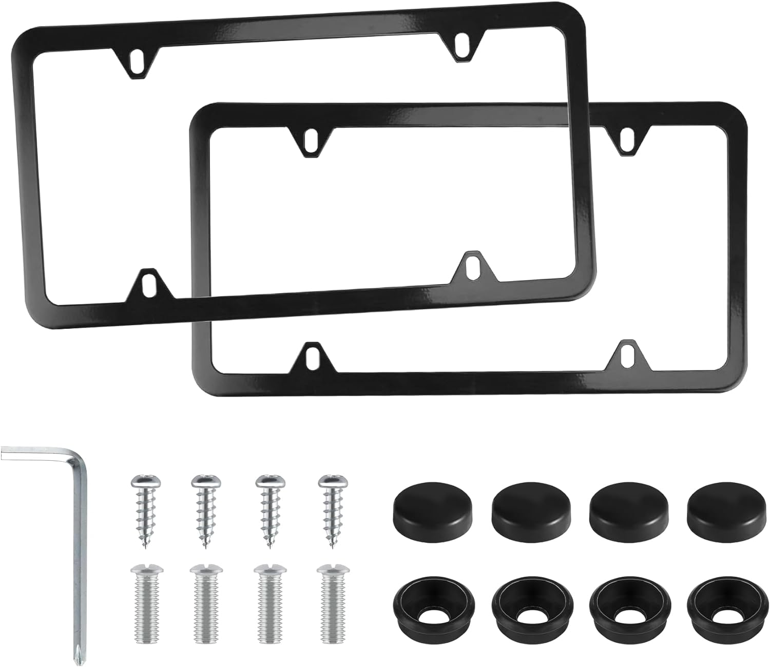 Livtee 4 Holes Stainless Steel License Plate Frames, 2 PCS Car Licence Plate Covers, Automotive Exterior Accessories Slim Design with Bolts Washer Caps for US Vehicles, Red