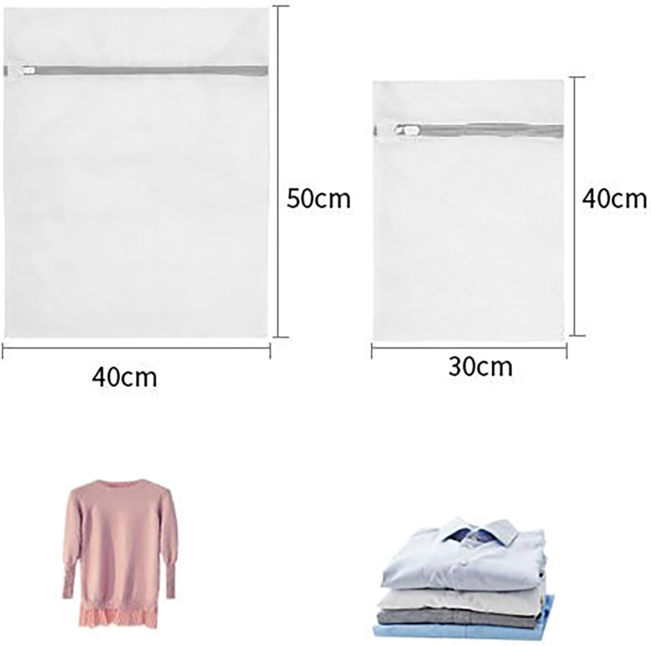 Laundry Bag Set of 3, Light Grey Net Fabric, Large 50X60 Cm, Medium 40X50 Cm, Small 30X40 Cm image number 1
