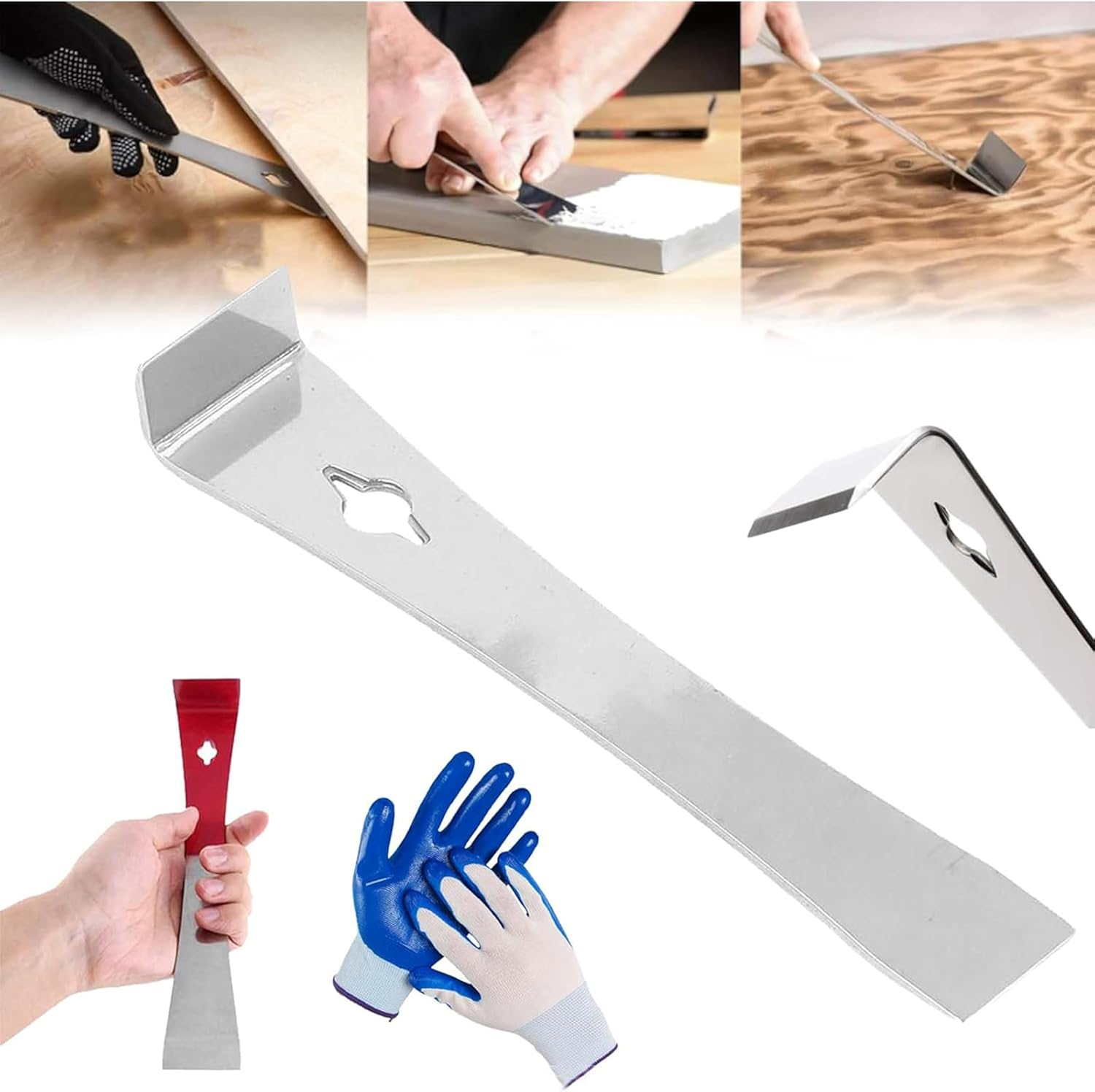 2-Pack Stainless Steel Pry Bars - Mini Flat Crowbar Tools for Scraping, Pulling, and Lifting - Multipurpose Thin Trim Bars for Beekeeping, Kitchen Remodeling, and More image number 5