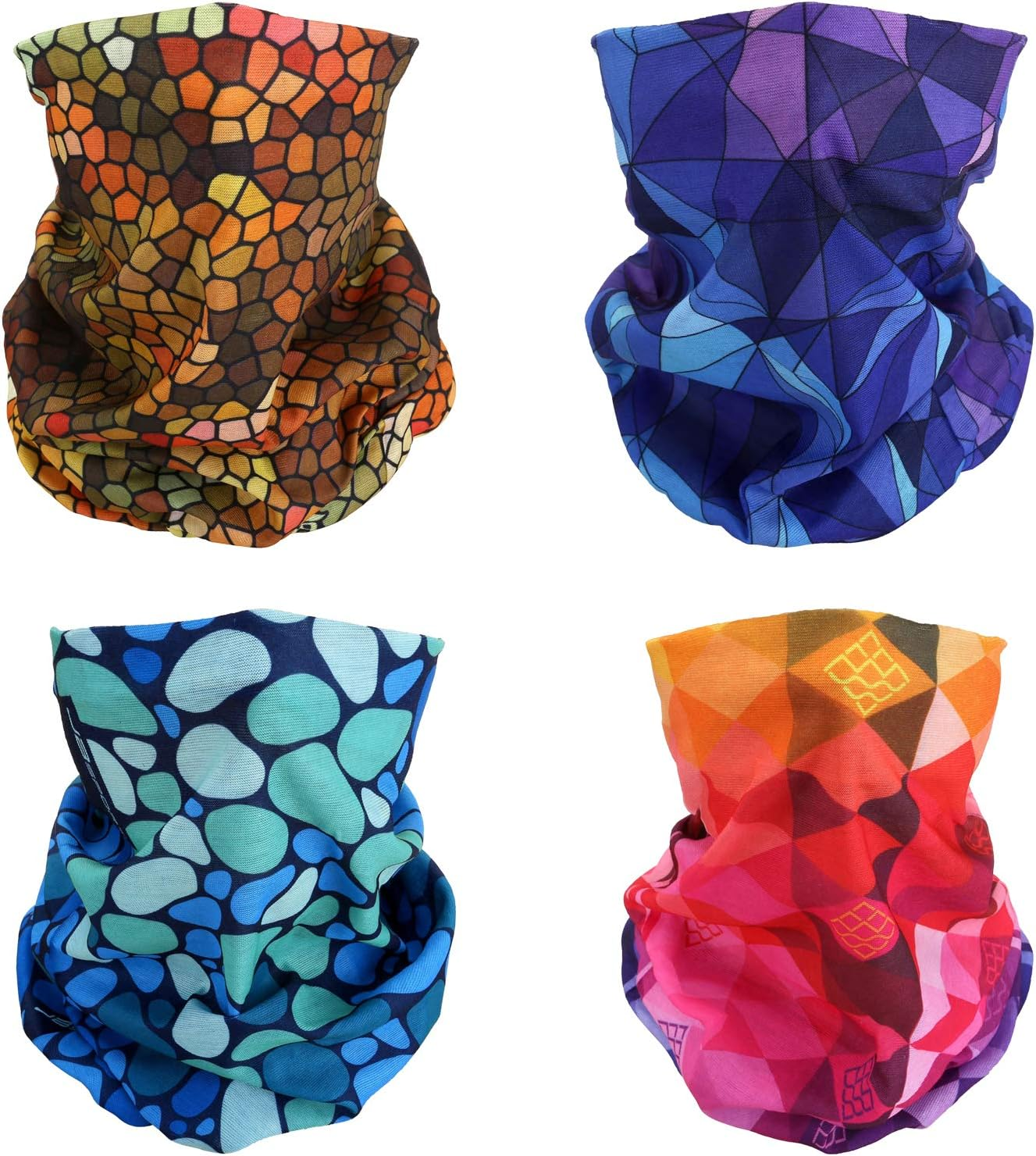 SMEHCF 4 Headband Bandana Balaclava Half Face Mask Shield Head Hair Scarf Neck Gaiter Hat Multipurpose for Women Men Breathable Reusable Washable Camo Cashew Flower Black Grey