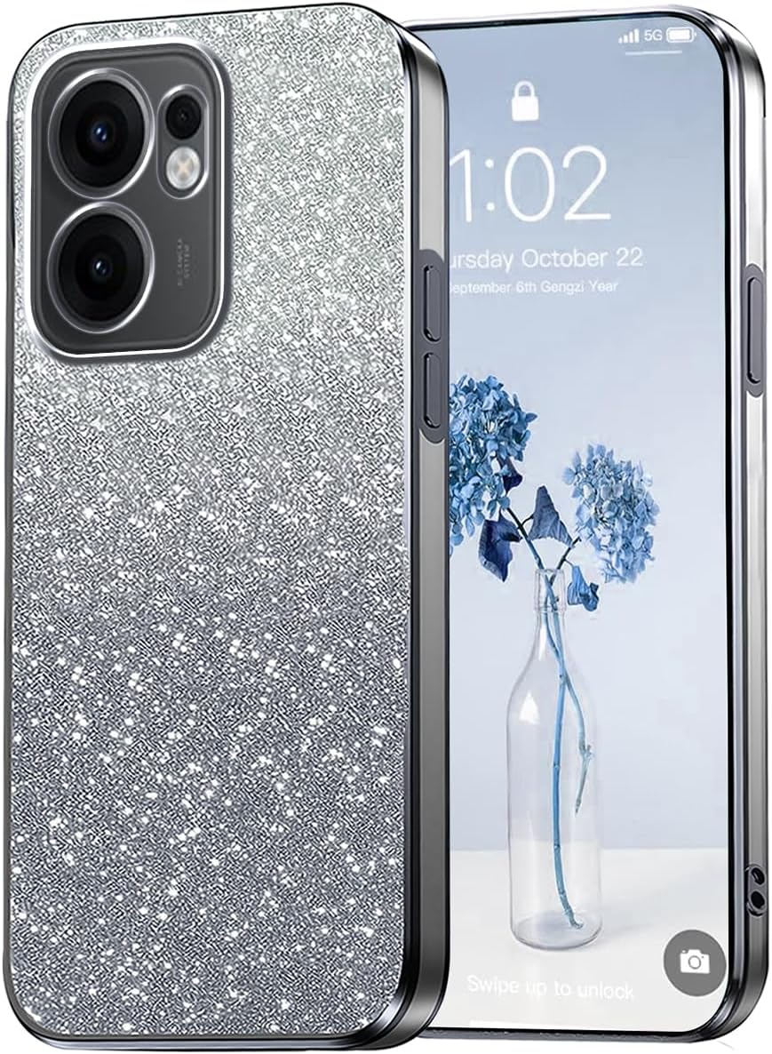 Panxcase Glitter Case for Oppo Reno 13 F 5G/4G - Transparent Glitter Girls Women Elegant Mobile Phone Case Transparent Bling Ultra Thin Shockproof Protective Case (Pink)