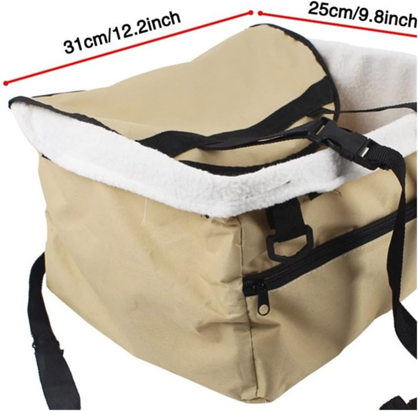 Dog Car Seat Cover Dog Car Seat Cover Folding Hammock Pet Back Bag Carry Small Dog Transport Dog Hammock(Color:Beige,Size:With Zipper) image number 6