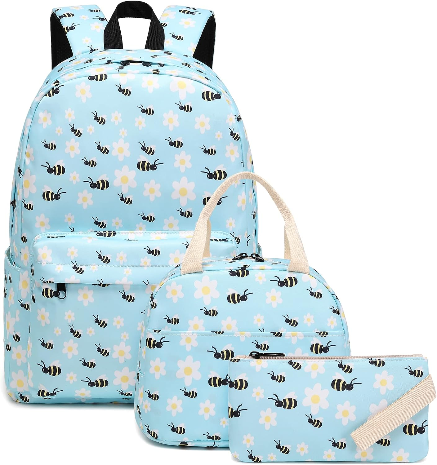 Girls School Backpacks for Kids Teens, 3-In-1 School Bag Bookbags Set with Lunch Bag Pencil Case