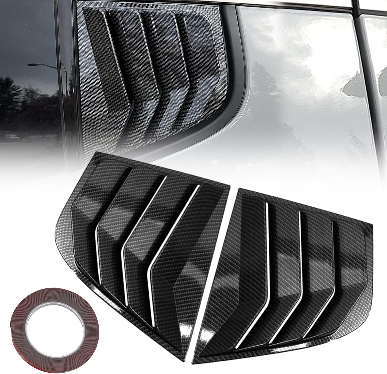 Sporacingrts Side Window Louvers Scoop Cover Sunshade Compatible with 2018 2019 2020 2021 2022 Kia Stinger Black (YMX3-1-SSW055-BK)