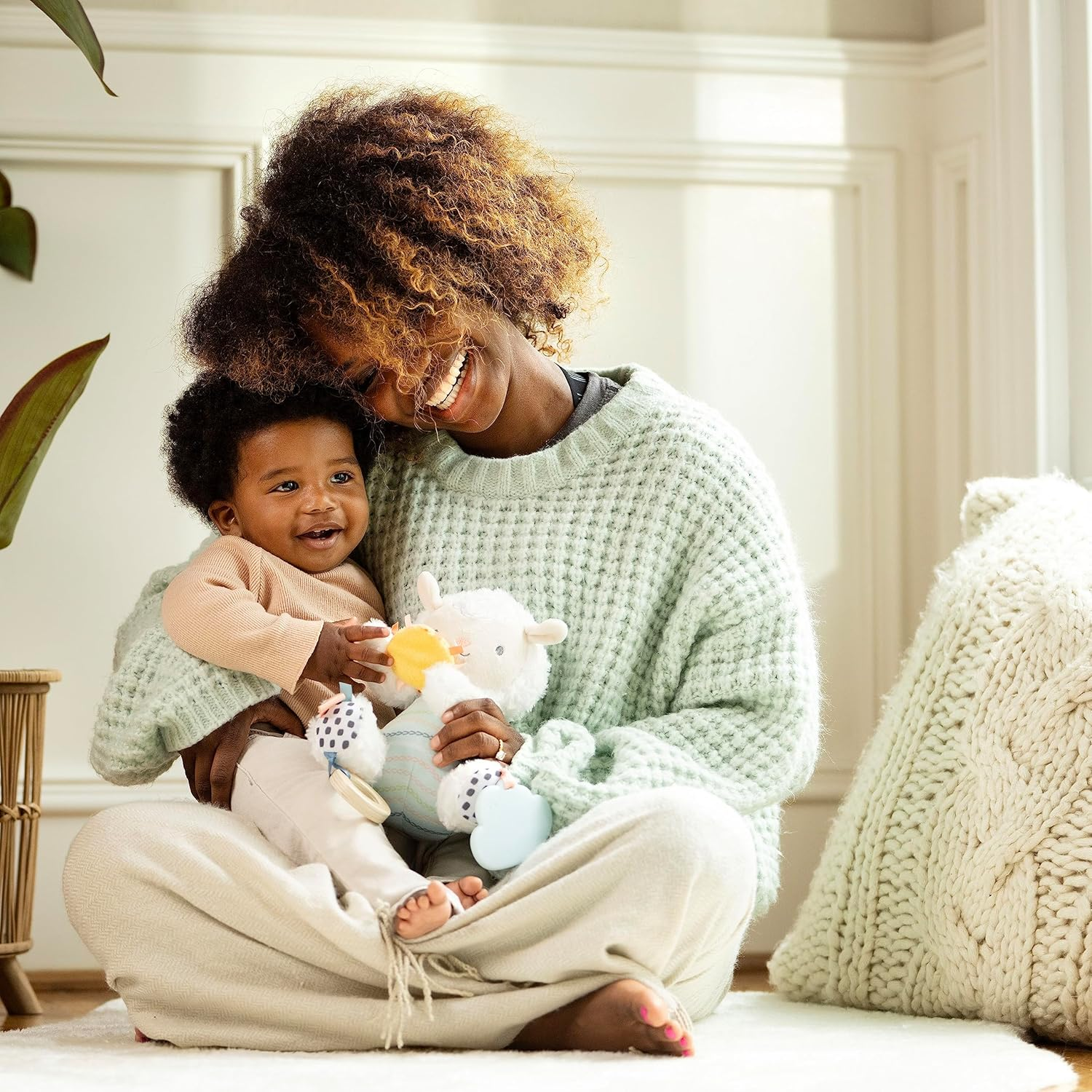 Ingenuity Calm Springs Plush Activity Pal Bpa-Free Cloud Teether, Multi-Texture Fabrics, Sheppy