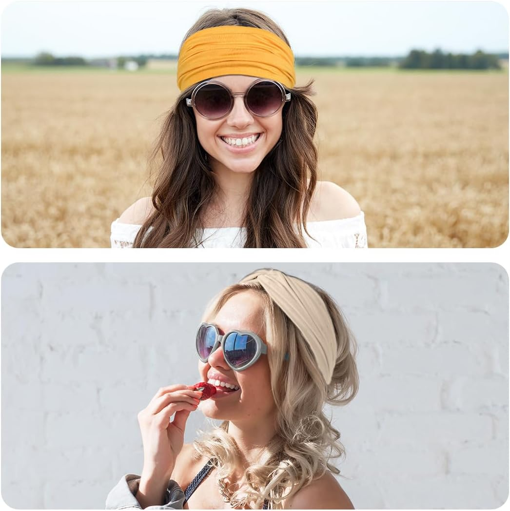 AOEVUIR Pack of 3 Headbands for Women Non-Slip for Short Hair Yoga Workout Running Sports Elastic Hair Bands for Women Hair Twist Turban Hair Wrap for Girls image number 3