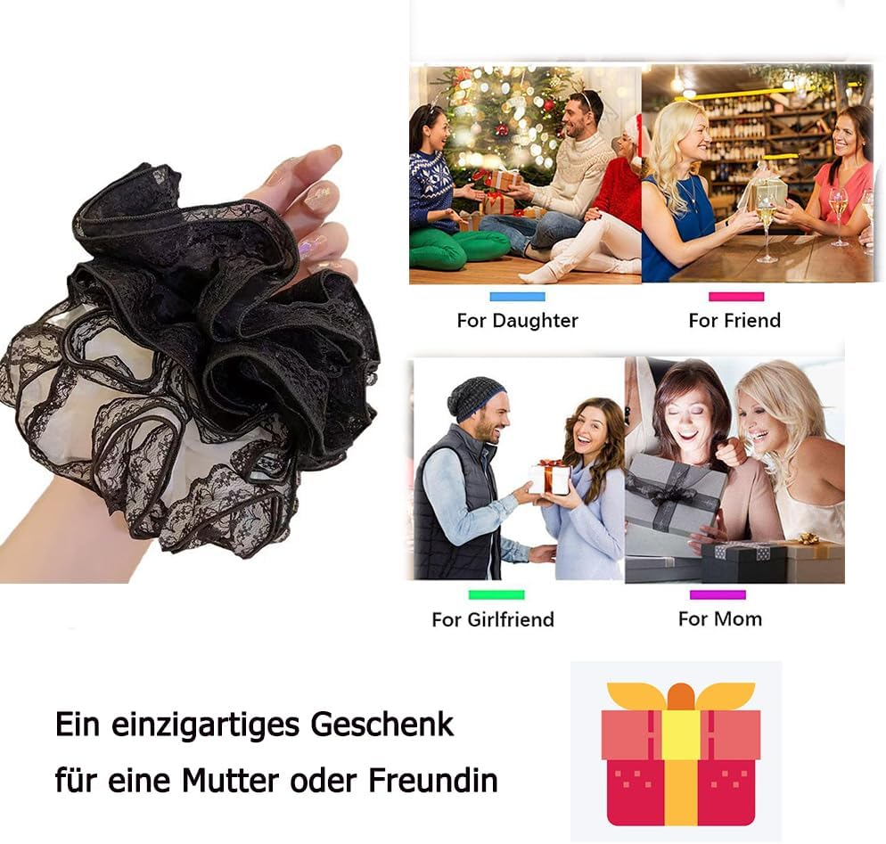 Chiffon Scrunchies Hair Scrunchies with Large Flower Women'S Elastic Bands Soft Elastic Ponytail Holder for Women Girls Hair Accessories (1 Piece (Pack of 2) image number 1