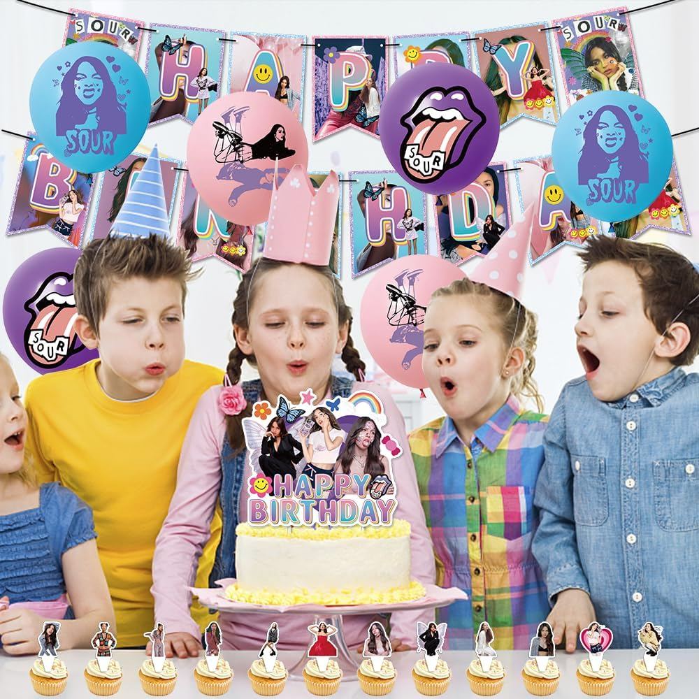 32PCS Olivia Party Balloons Decorations Set,Olivia Singer Birthday Party Supplies,King Banner,Kids Animals Party Decorations Olivia Theme Cake Toppers for Baby Shower, Kids Birthday Party image number 4