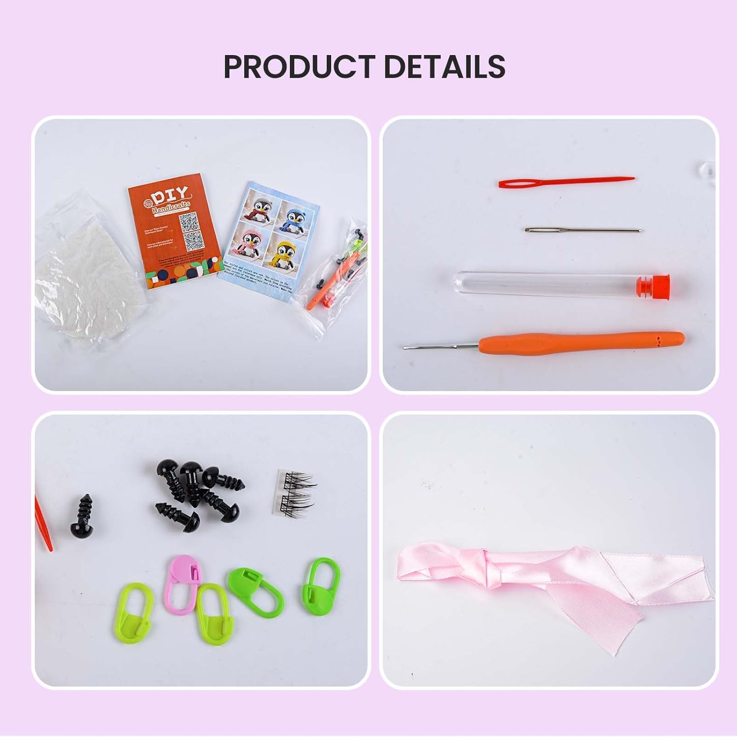 Complete Crochet Kits for Beginners, Bear Crochet Kit, Include Video Tutorial, Crochet Kit, Beginners for Adults（Purple） image number 3