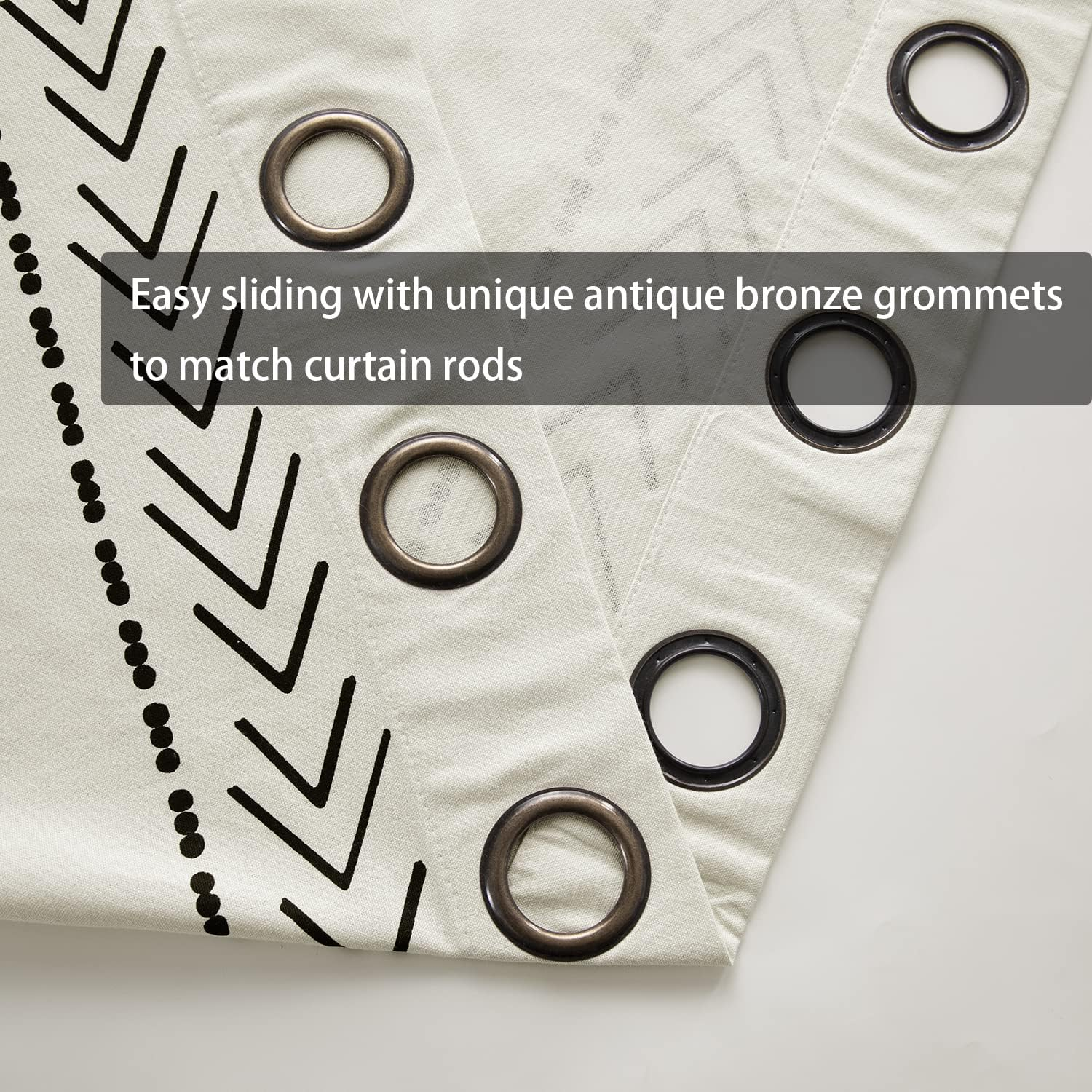 Cream Black Curtains for Living Room,Boho Chic Decor,Single Panel,Semi Blackout/Privacy,Accordion Door Curtain for Bedroom Doorway Balcony Interior Shower Bifold Door,80 Inch Length,Natural Beige image number 4