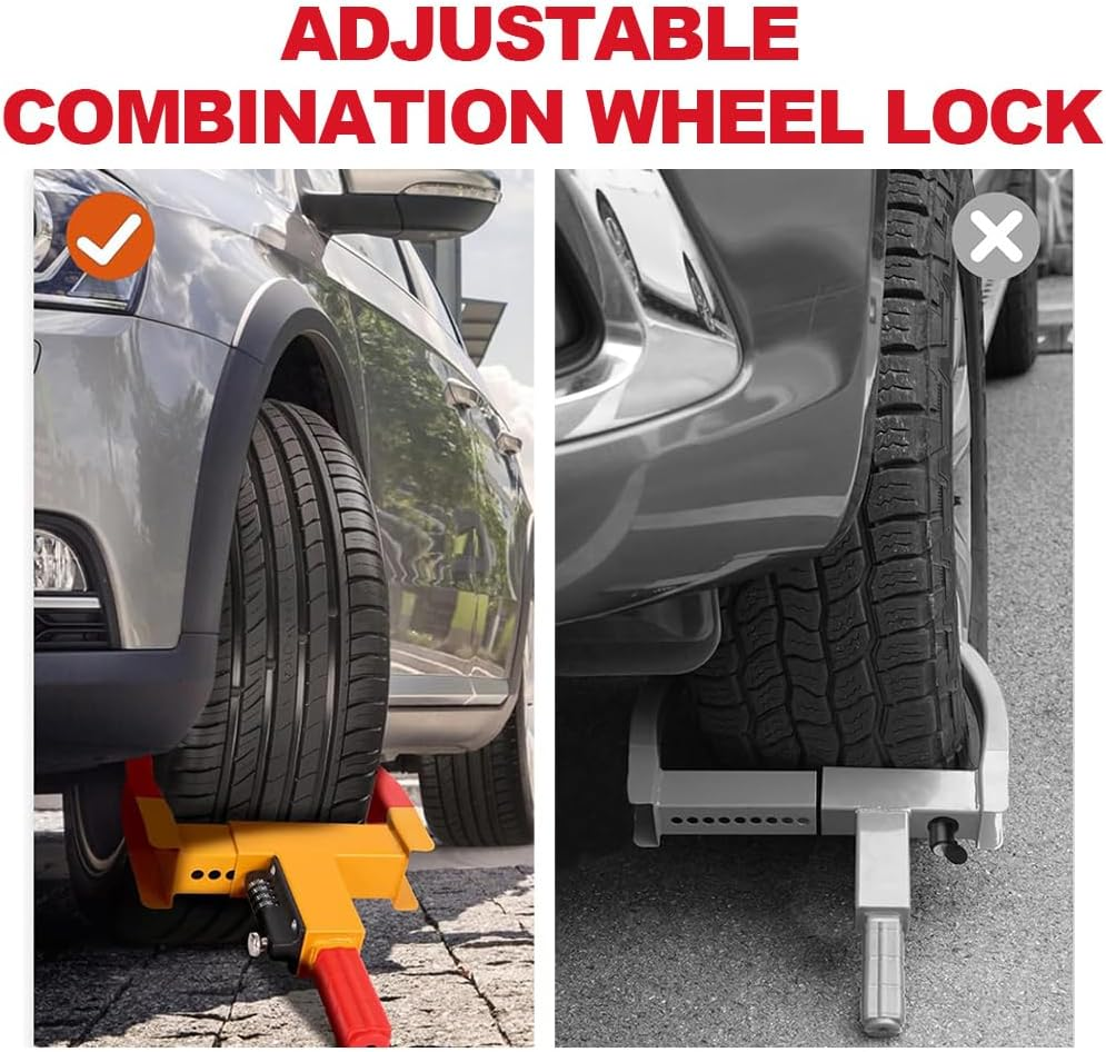 Universal Wheel Clamp Lock, Wheel Combination Lock, Safety Tire Lock, Anti-Theft and Anti-Pry, Keyless, Suitable for Cars, Trucks, Suvs, Motorcycles, Etc. (9 Holes) image number 5
