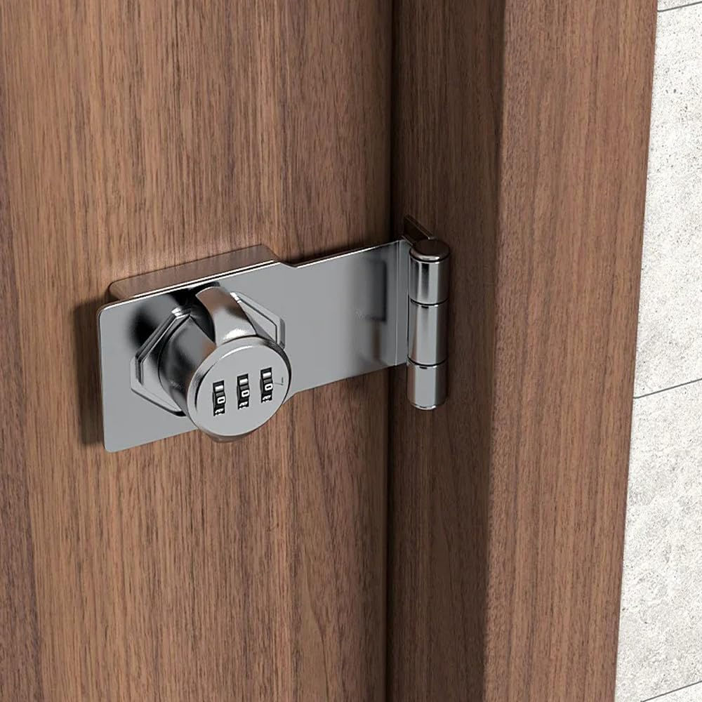 Leona Co 2X Mechanical Password Cabinet Lock &ndash; 3-Digit Keyless Combination Hasp for Drawer, Mailbox, Locker & Door | Heavy-Duty Zinc Alloy Security Lock with Screws