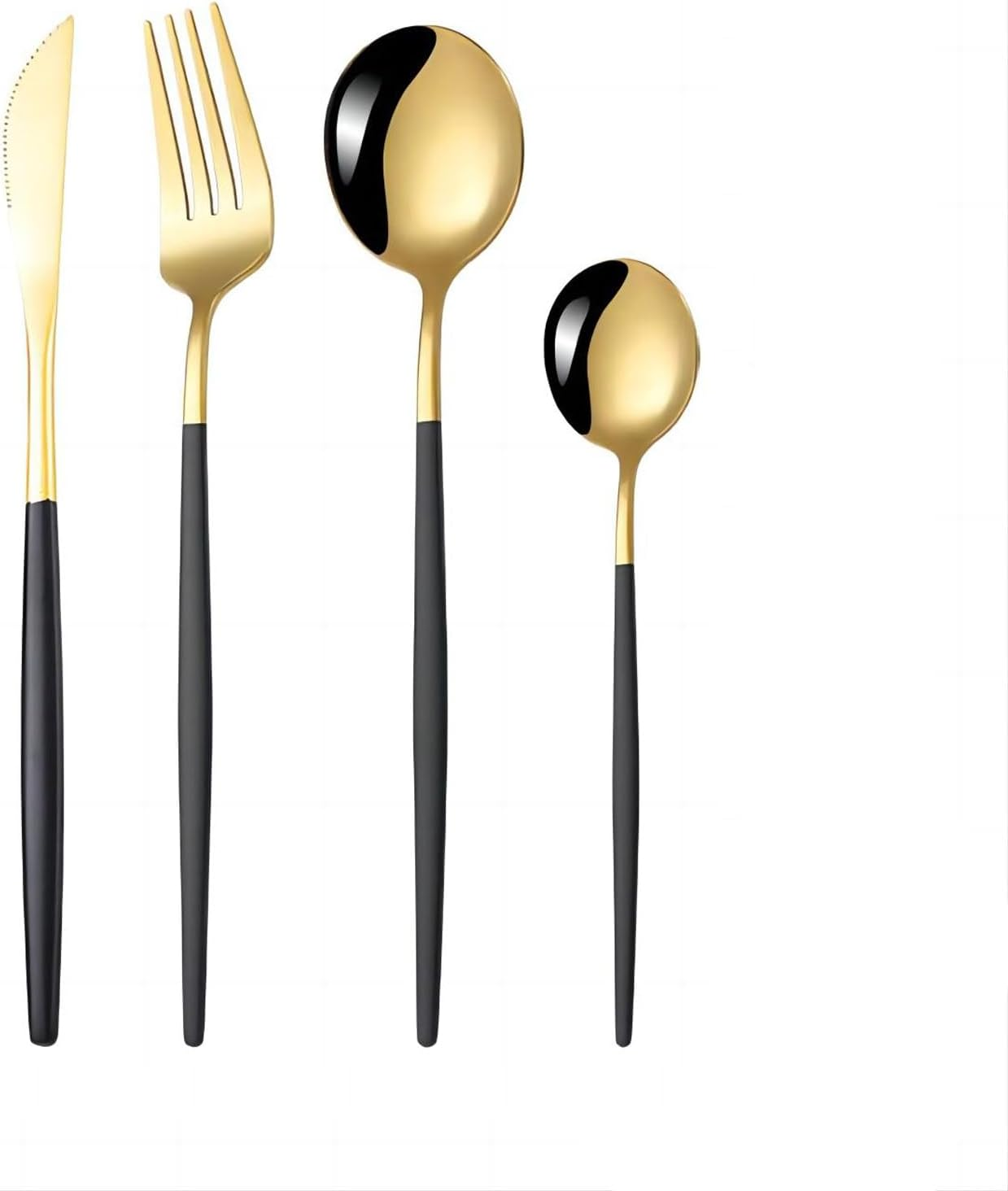 Tongke Portable Cutlery Set with Case 4 Pcs Premium Stainless Steel Flatware Set, Include Fork Knife Spoon Silverware Set for Lunch Camping School Picnic Workplace Travel(Black) - Silver image number 4