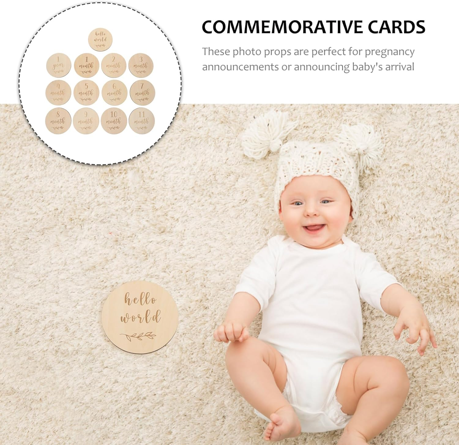 13Pcs Wooden Monthly Milestone Cards for Newborns Classic Growth Announcement Props for Photo Shoots Birthday Cards for Creating Cherished Memory Albums image number 6