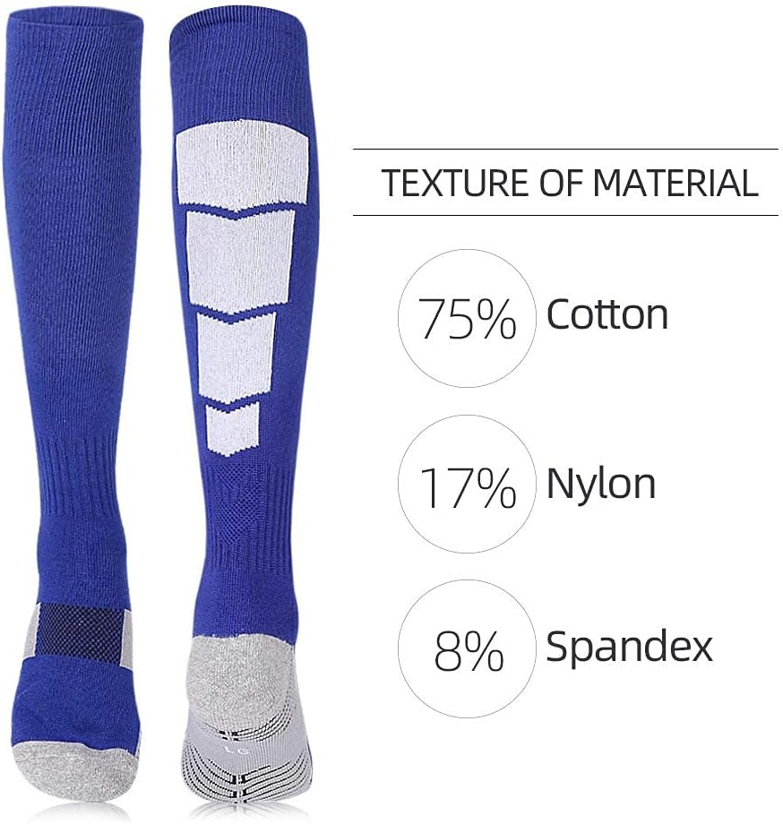 3 Pairs Soccer Socks, Sport Knee High Socks over the Calf Compression Athletic Socks for Mens and Women Running & Training Football Thickening Keep Warm Sock image number 3