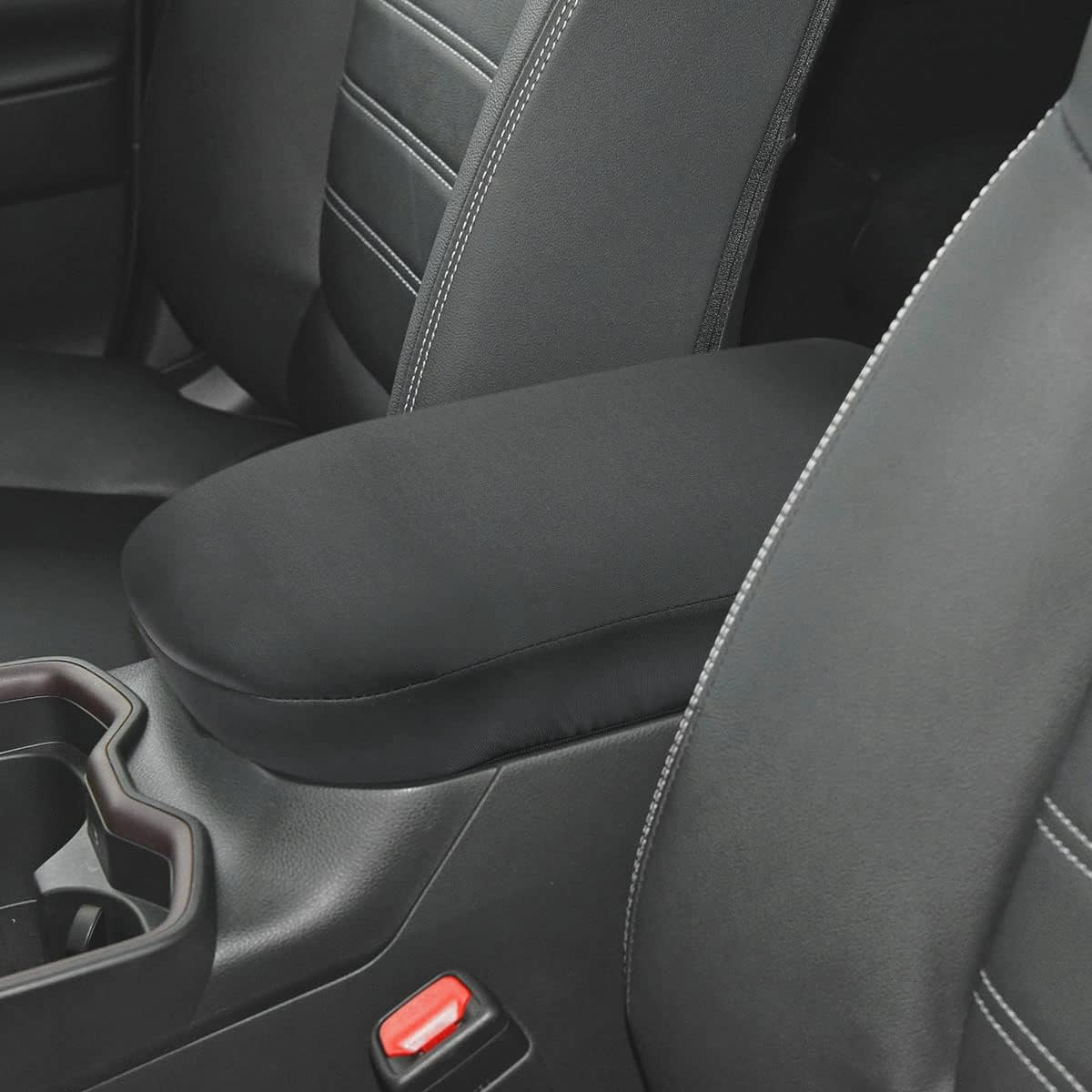 INTGET Center Console Armrest Cover for Toyota RAV4 Accessories 2023 2022 2021 2020 2019 Leather Middle Console Lid Cover Pad Protector Elbow Arm Rest Covering Car for RAV-4 2021 Armrest Cover(Black)