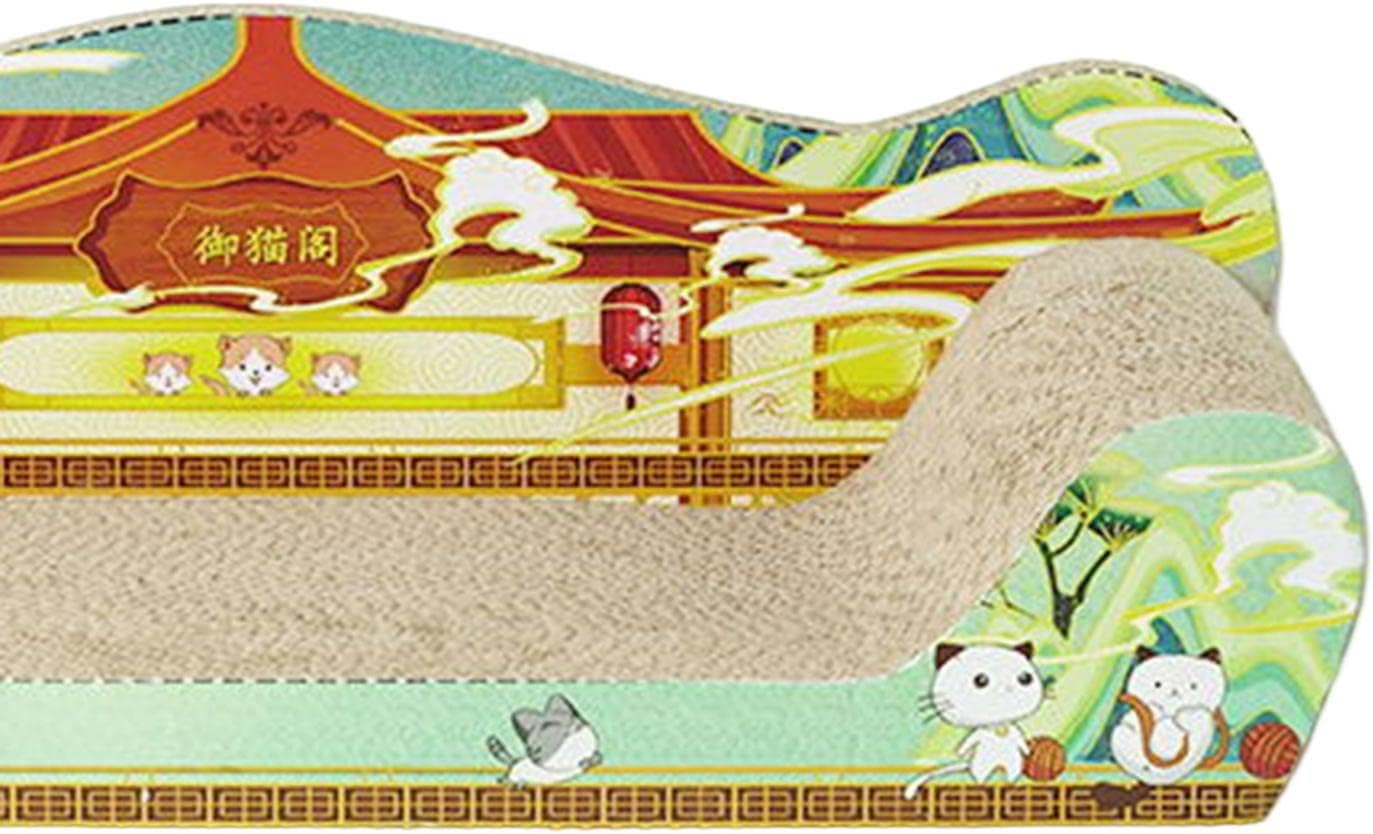 Perfk Cat Scratcher Cardboard Cat Toy Cat Scratch Bed Large Lounge Couch Cat Scratching Board Cat Sofa for Indoor Cats Kittens Play, Green 61Cmx30Cmx18Cm image number 6