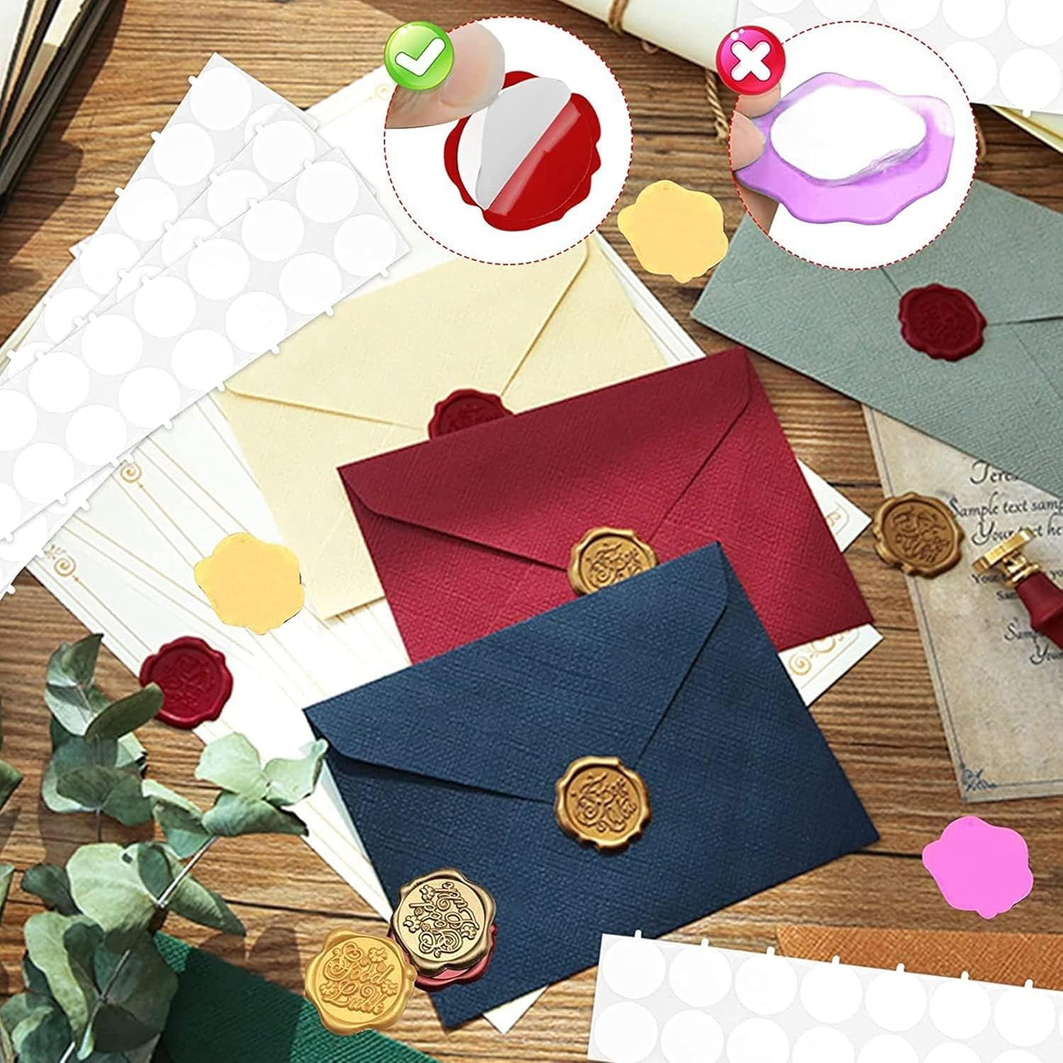 400 Pcs Double-Sided Adhesive Dots,Removable Dots Stickers Clear Tape Tack No Trace,With Handle Easy to Tear Transparent round Double-Sided Adhesive Stickerh,Used for Wax Seal Stamp Set image number 1