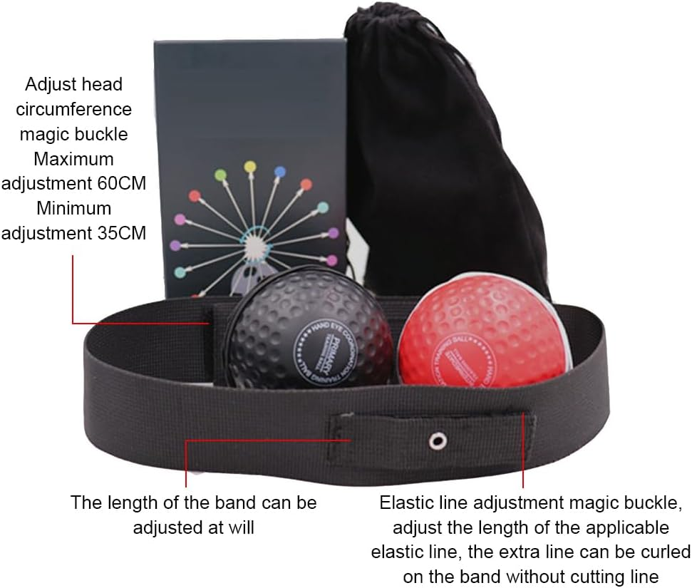 Boxing Reflex Ball Headband Set, Training Coordination Ability to Vent the Ball, Suitable for Speed and Hand-Eye Coordination Training Boxing Equipment, Include 2 Ball and 1 Adjustable Headband image number 1