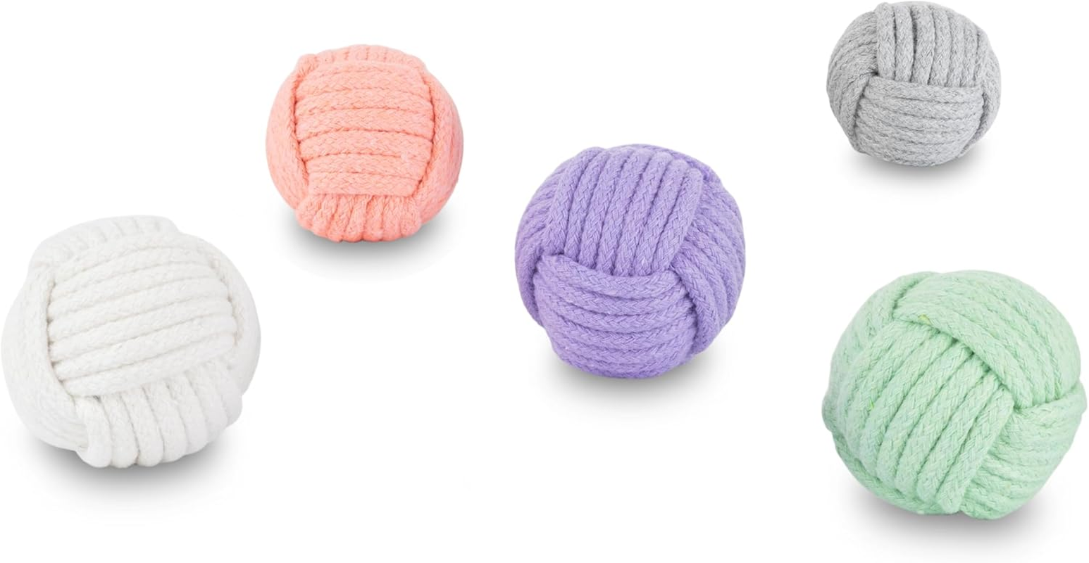 Macrame Yarn Cat Balls &ndash; Set of 5 in Trendy Colours &ndash; Cat Toy for Activity &ndash; Play Balls &ndash; Self-Employment