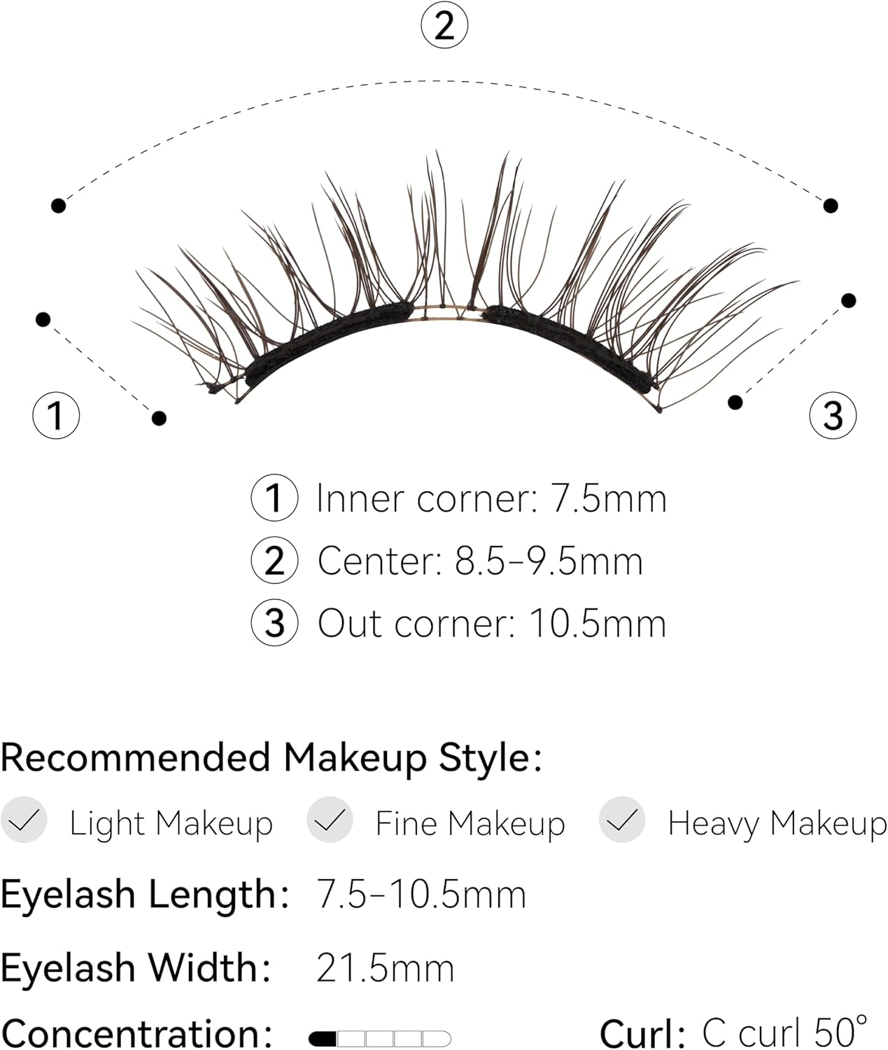 WOSADO Magnetic Eyelashes with Applicator Kit, No.2 Silky Brown II, Reusable Magnetic Lashes with Applicator, Glue-Free False Lashes, Waterproof, Lightweight, Suit for Natural Makeup - No.17 Ice Black image number 3