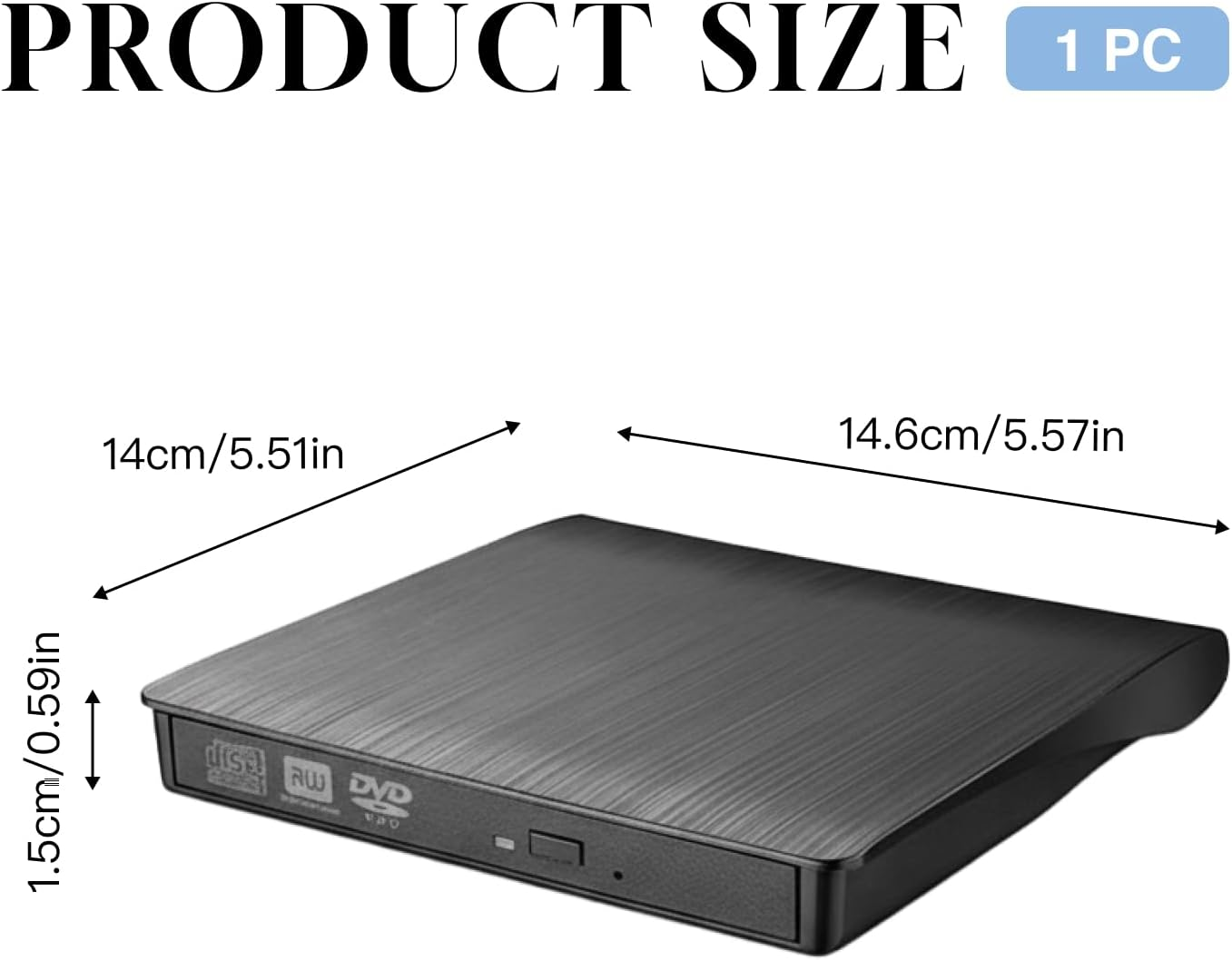 USB 3.0 External CD DVD Drive Slim Portable Optical Drive Player Writer Burner for Windows 10 8 7 XP Vista, Compatible with PC Laptop, High-Speed Read Write, Black image number 6