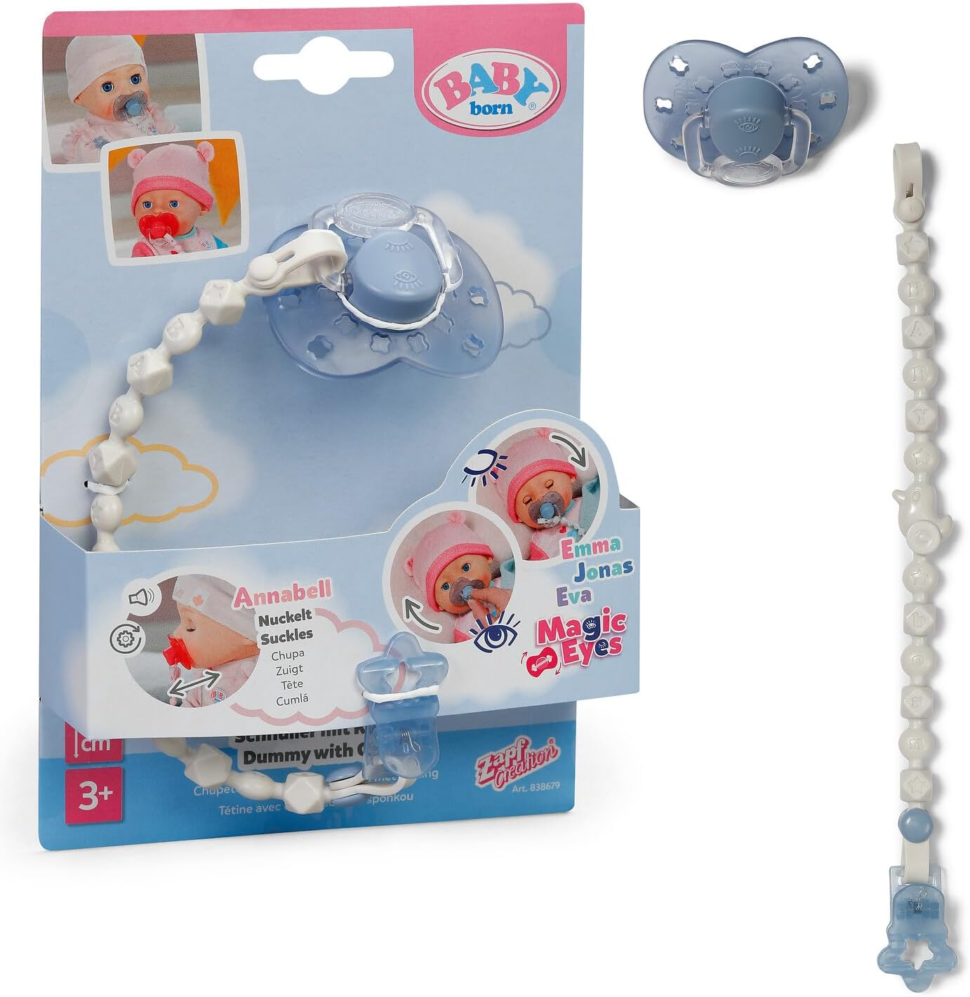 BABY Born Magic Pacifier with Clip for 43 Cm Dolls - 2 Assorted Pacifiers with Magic Function, Doll Accessories image number 5