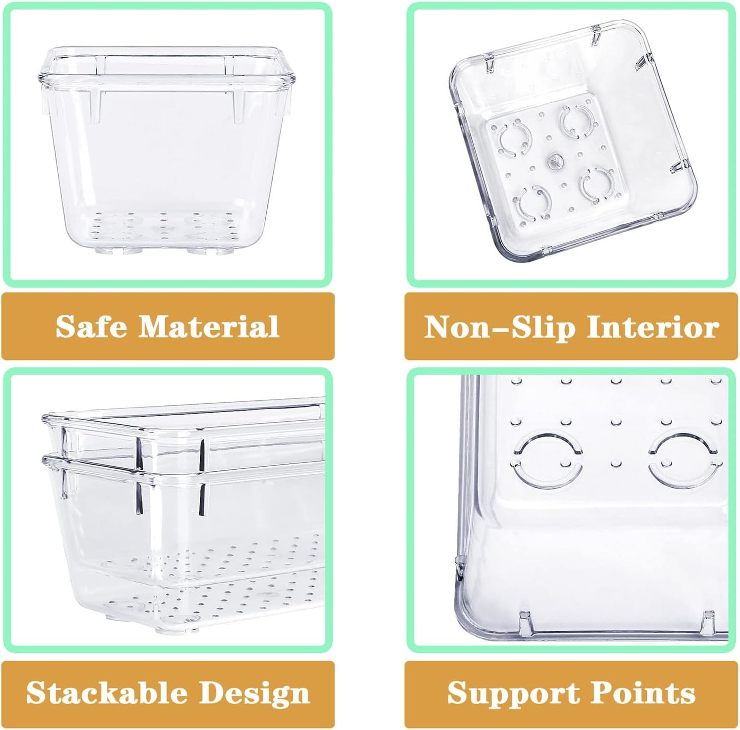 25Pcs Drawer Organisers Set, 4 Sizes Clear Plastic Drawer Organizer & Vanity Organiser for Makeup & Jewelry Storage, Kitchen Utensils & Gadgets, Desk Supplies, Bathroom & Bedroom Organisation image number 5