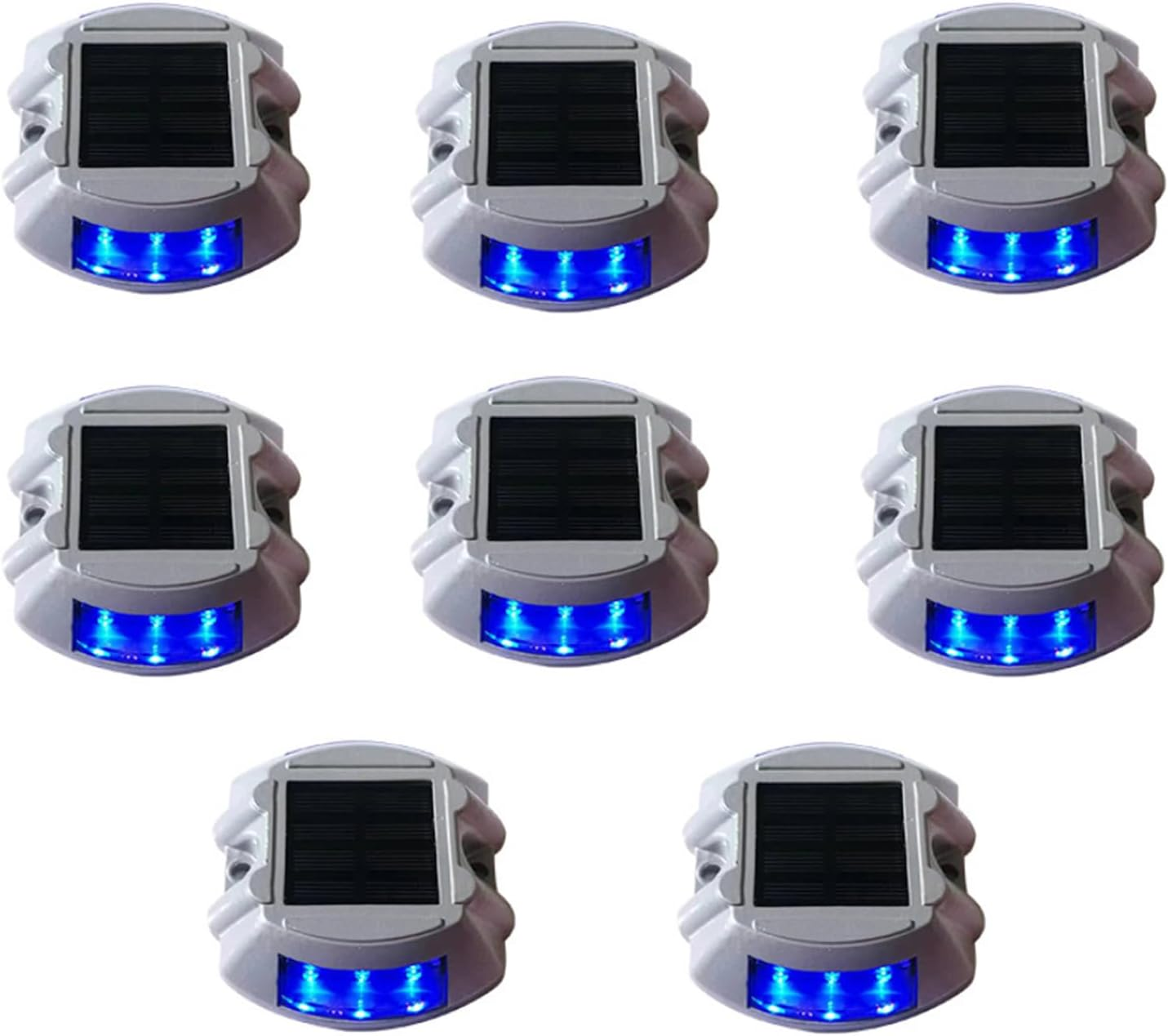 SAILESI Solar Deck Lights, 8 Pack Driveway Dock Light Solar Powered LED Outdoor IP68 Waterproof Road Markers, Warning Step Light Driveway Light for Sidewalk Garden Path Stair Road Yard, Blue Light