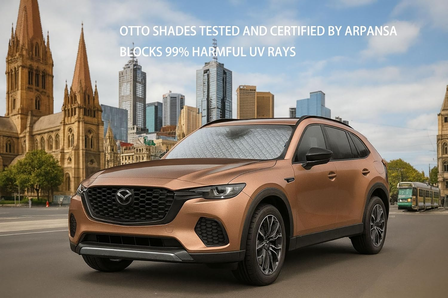 OTTO SHADES Thick Windscreen Sun Shade for Mazda CX-70 CX70 2024-2025, 6-Layer Custom Fit, Maximum UV Protection & Heat Shield | Foldable Front Window Sunshade & Sun Visor image number 6