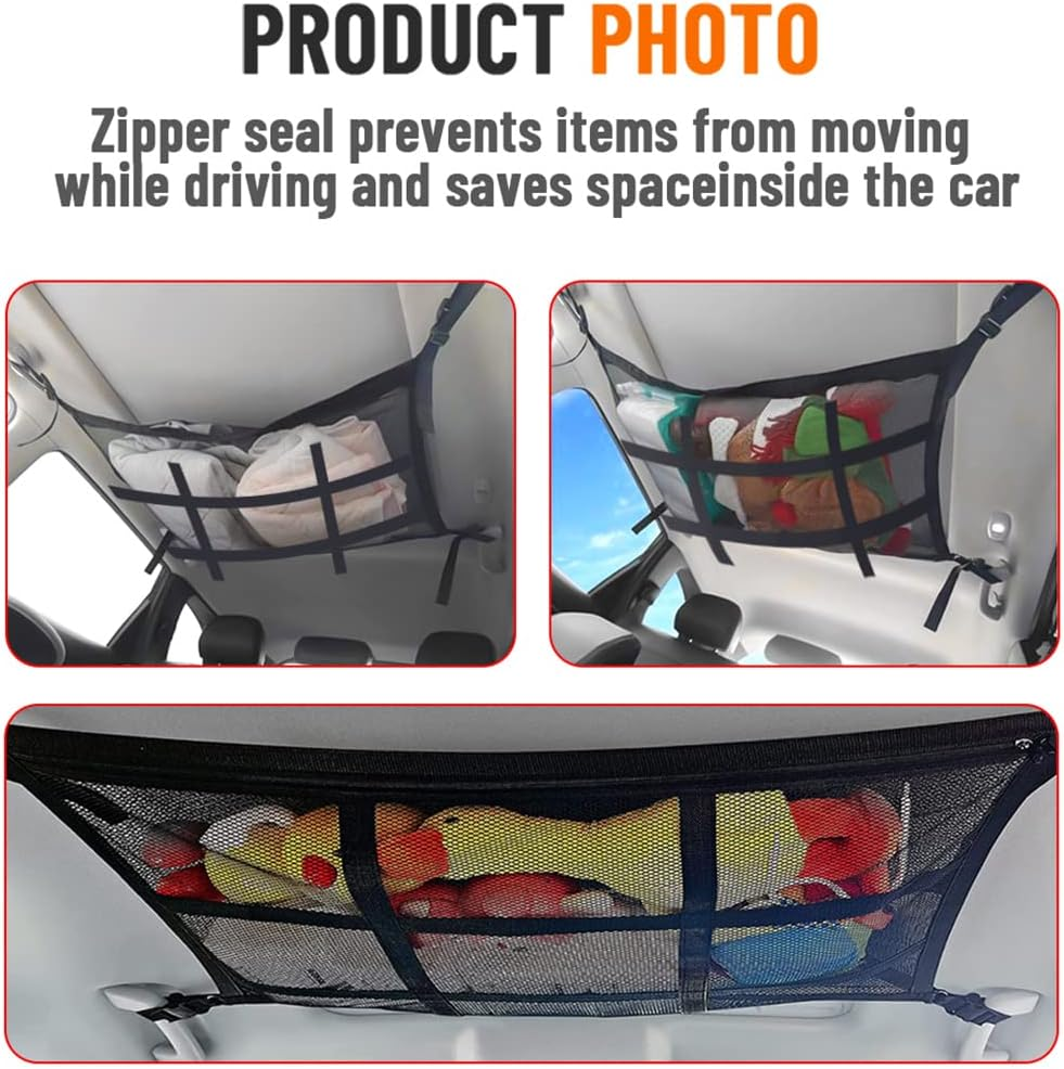SKUNTUGUANG Car Cargo Net for SUV, Car Ceiling Storage Net, Car Roof Ceiling Net, Used to Store Tents, Quilts, Toys and Sundries image number 5