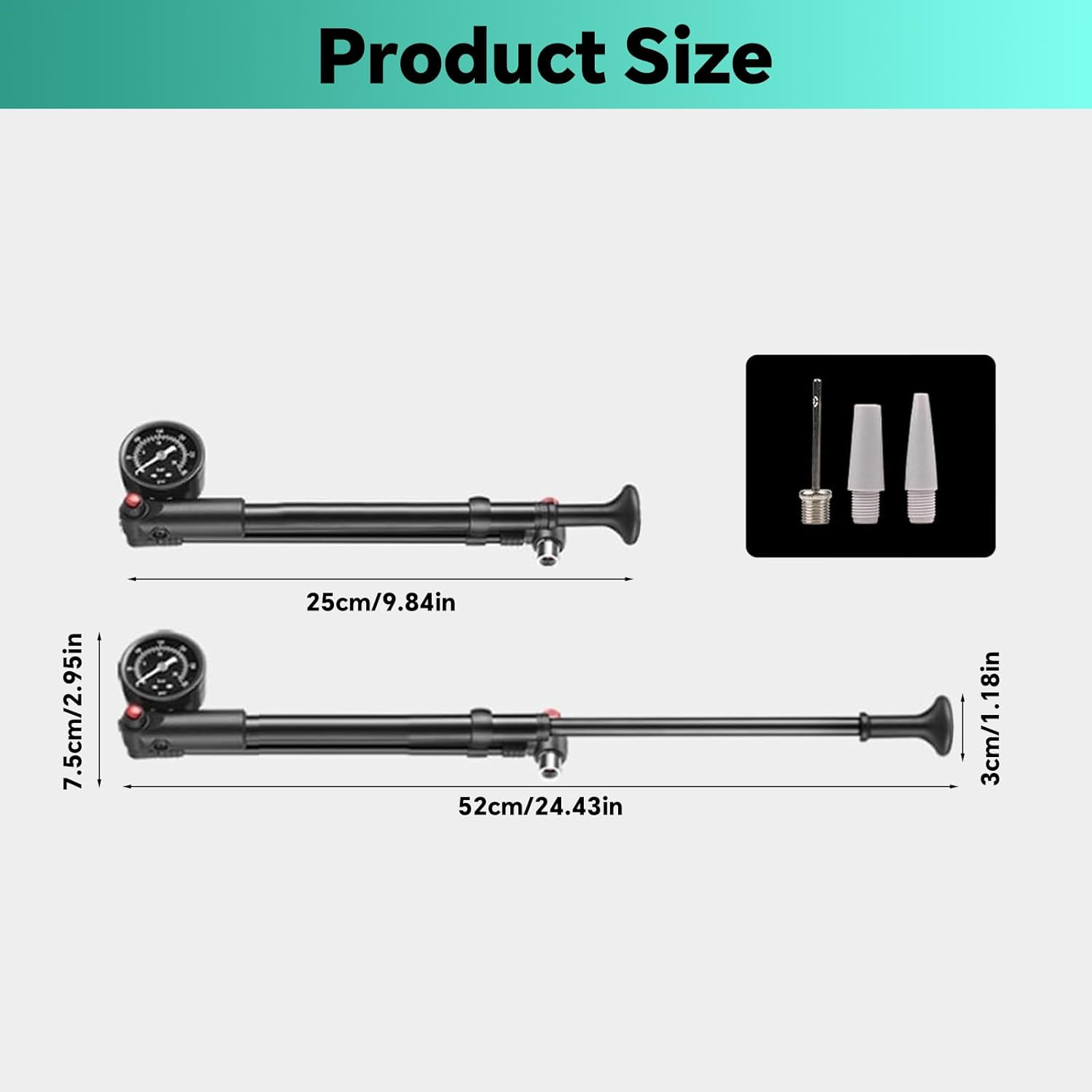 High Pressure Shock Pump - 300 PSI Portable Bike Suspension Pump with Accurate Gauge, No-Loss Schrader Valve, Air Bleed Button Aluminum Fork Rear Shock Air Pump for Mountain, Road Bikes Motorcycles image number 6