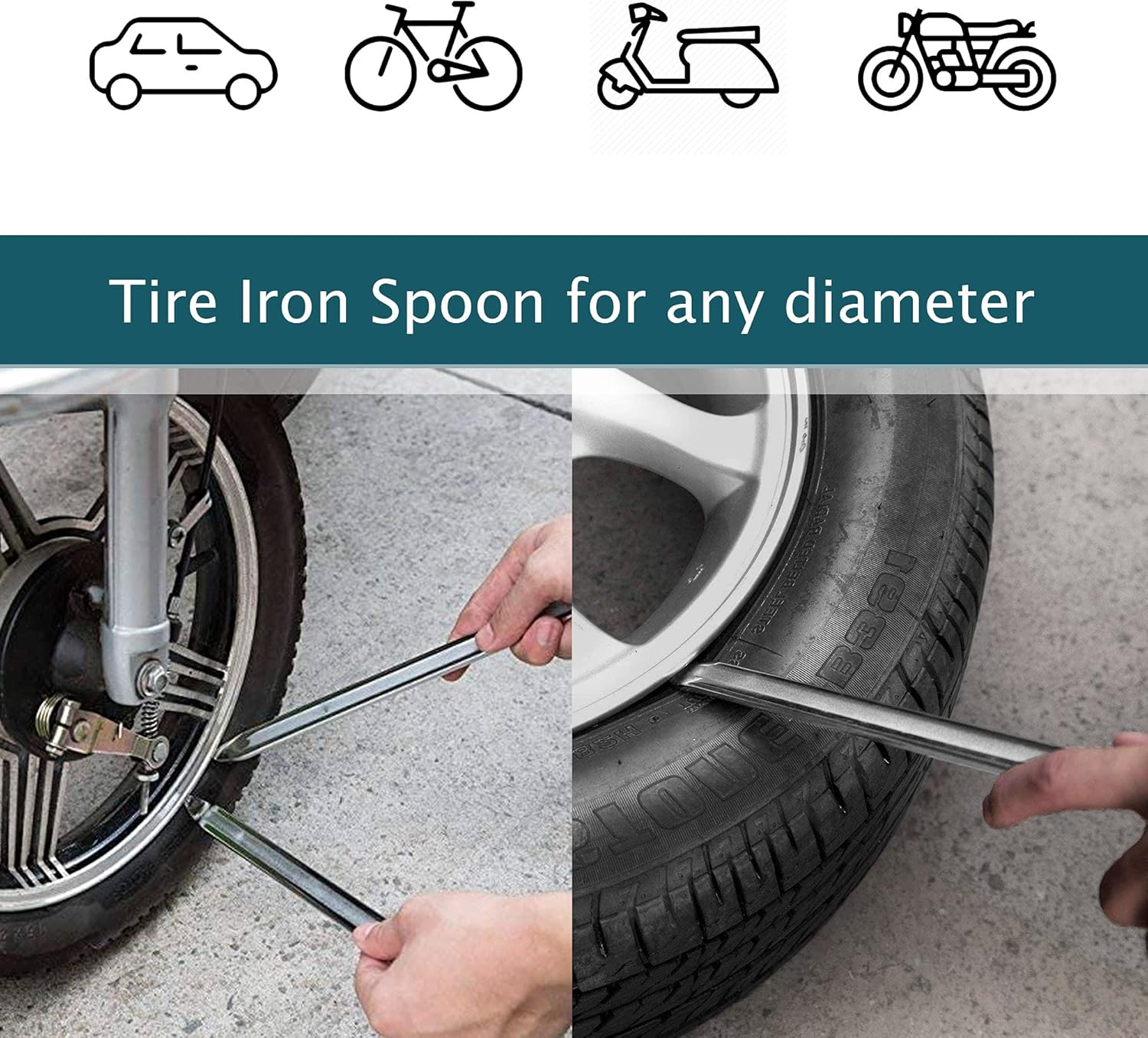 Motorcycle Tire Iron Lever Spoon Tools Kit Set of 2 Tire Irons Rim Bike Irons Changing and Repair Tires image number 4