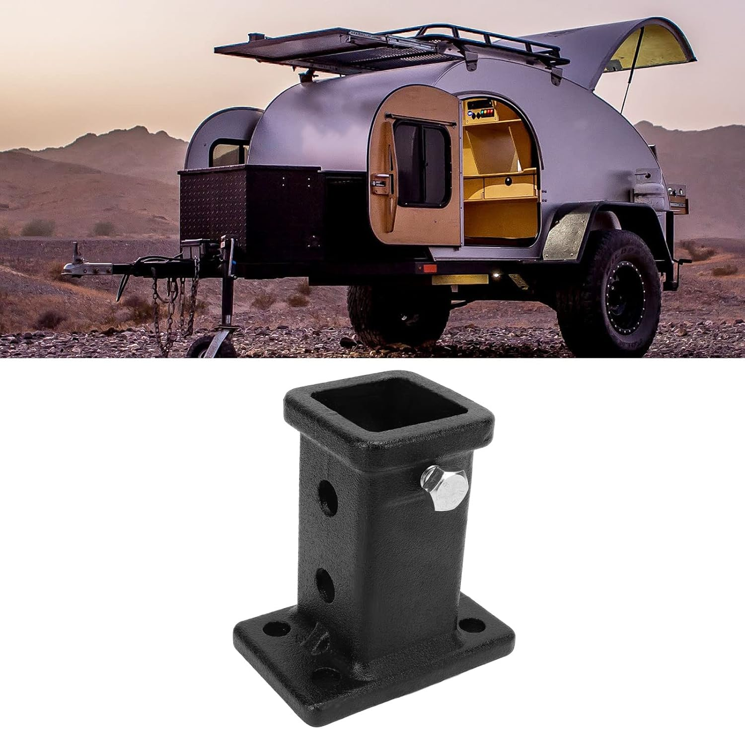 Hitch Receiver Tube, 2In Moulded Steel Trailer Hitch Receiver Adapter Universal Bolt on Tow Hitch Receiver for Towing Trailers Pickup Trucks