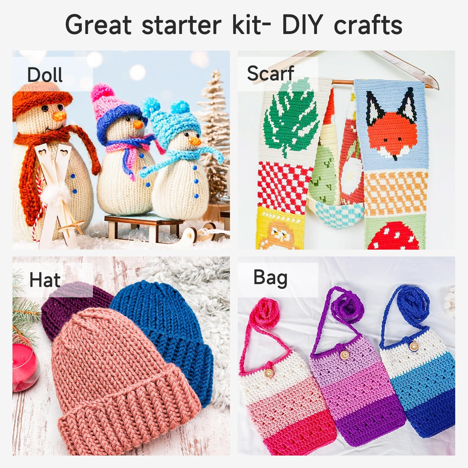 INSCRAFT Crochet Kit for Beginners Adults, 18 Large Acrylic Yarn Skeins 1800 Yards Yarn, 105 PCS Crochet Kit with Hooks Yarn Set,Includes Canvas Tote Bag, Ideal Starter Pack for Kids Professionals image number 3