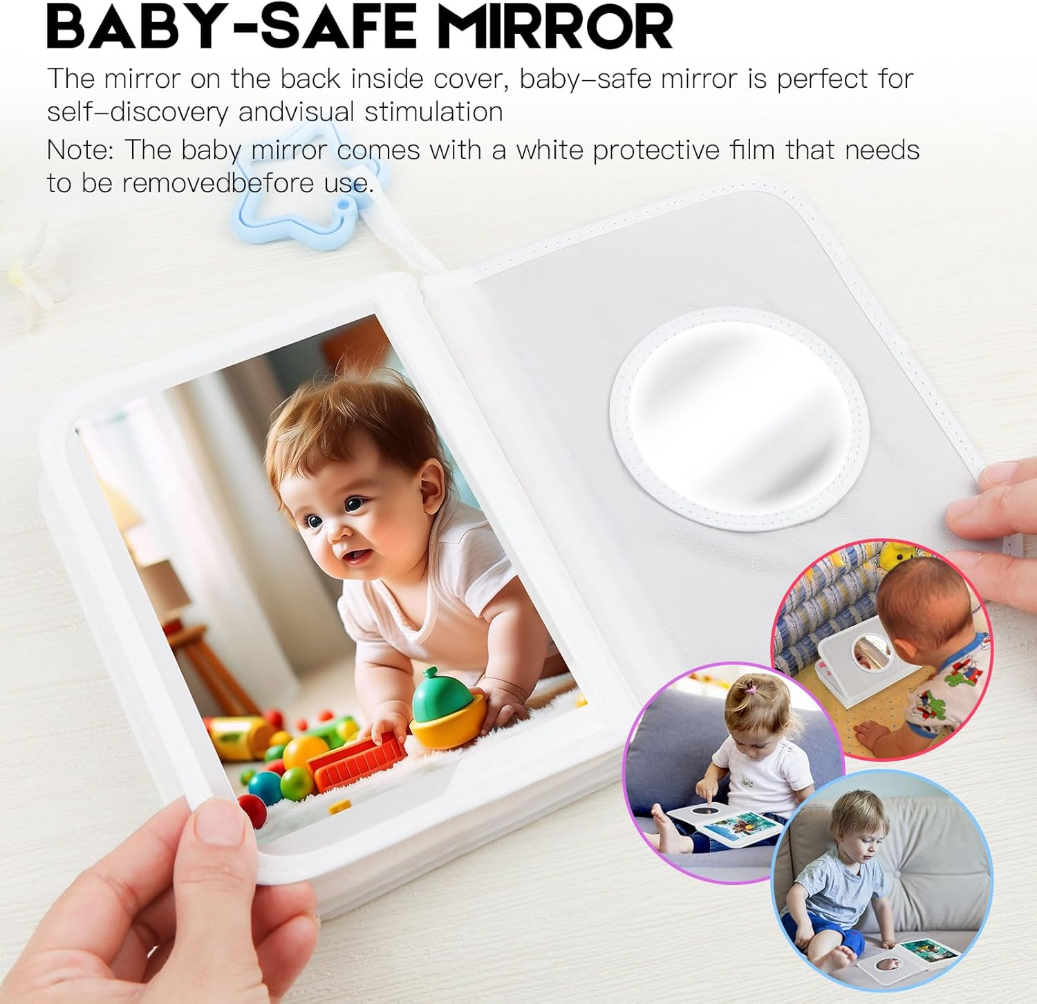 Baby'S My First Photo Album for Baby Holds 21 4X6 Photos, Baby Photo Album Soft Cloth Family Book, My First Family Album for 4X6 Baby Shower Kids Toddlers Family Pictures, Toddler Photo Album (White) - Black image number 4